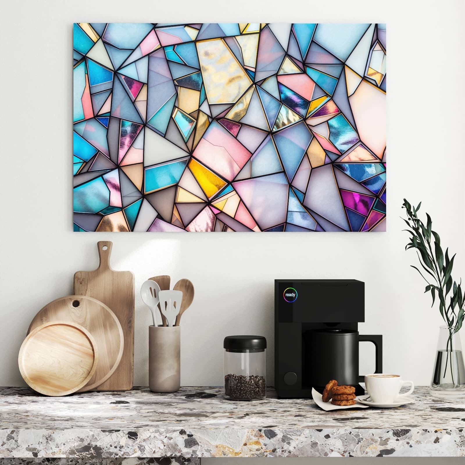 Magnetická tabule – obraz na zeď Barevná skleněná mozaika | 90 × 60 cm