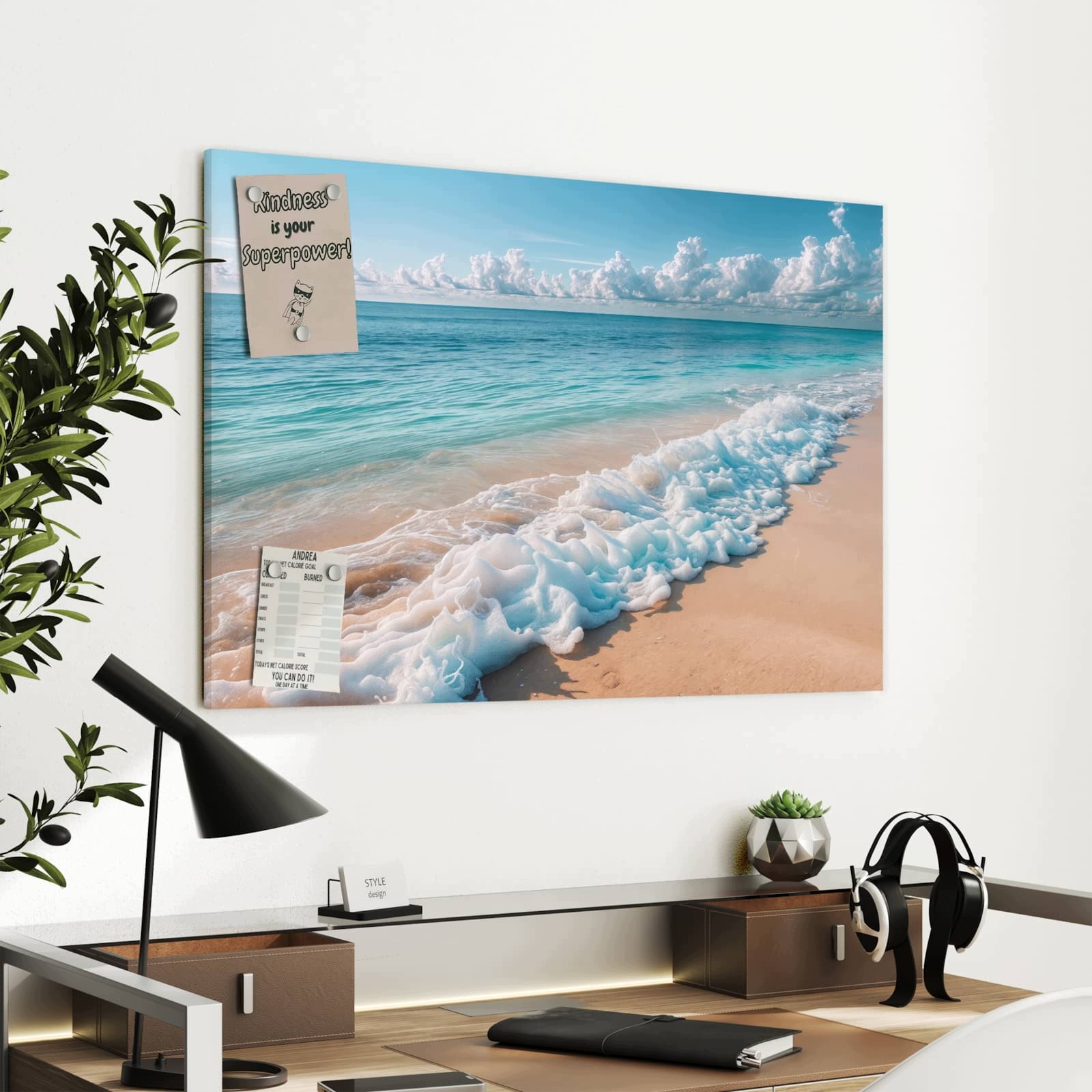 Magnetická tabule – obraz na zeď Pláž surfování vlny | 90 × 60 cm