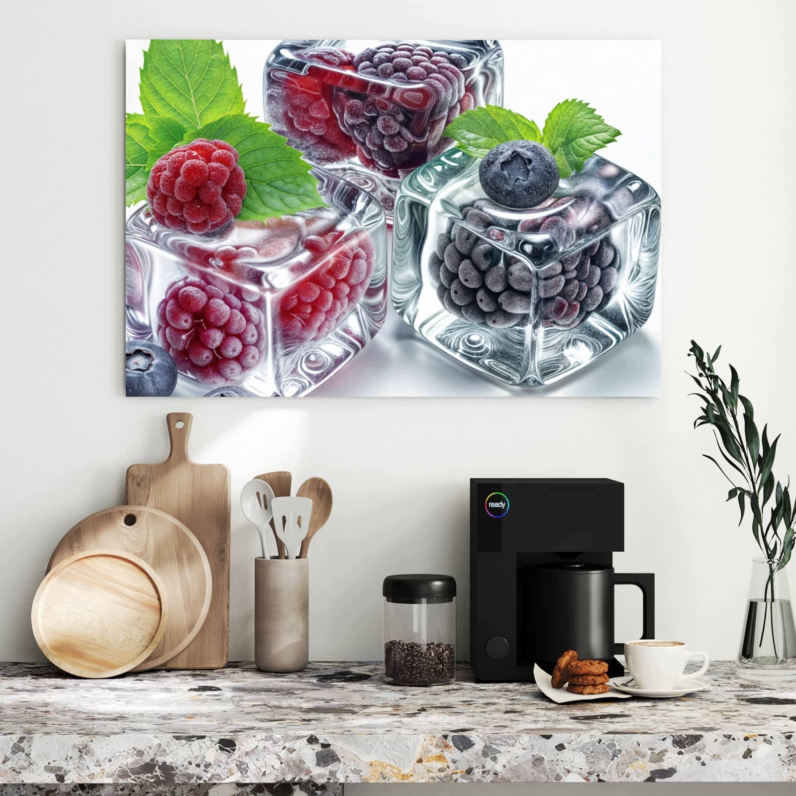 Magnetická tabule – obraz na zeď Kostky ledu a směs bobulí | 90 × 60 cm
