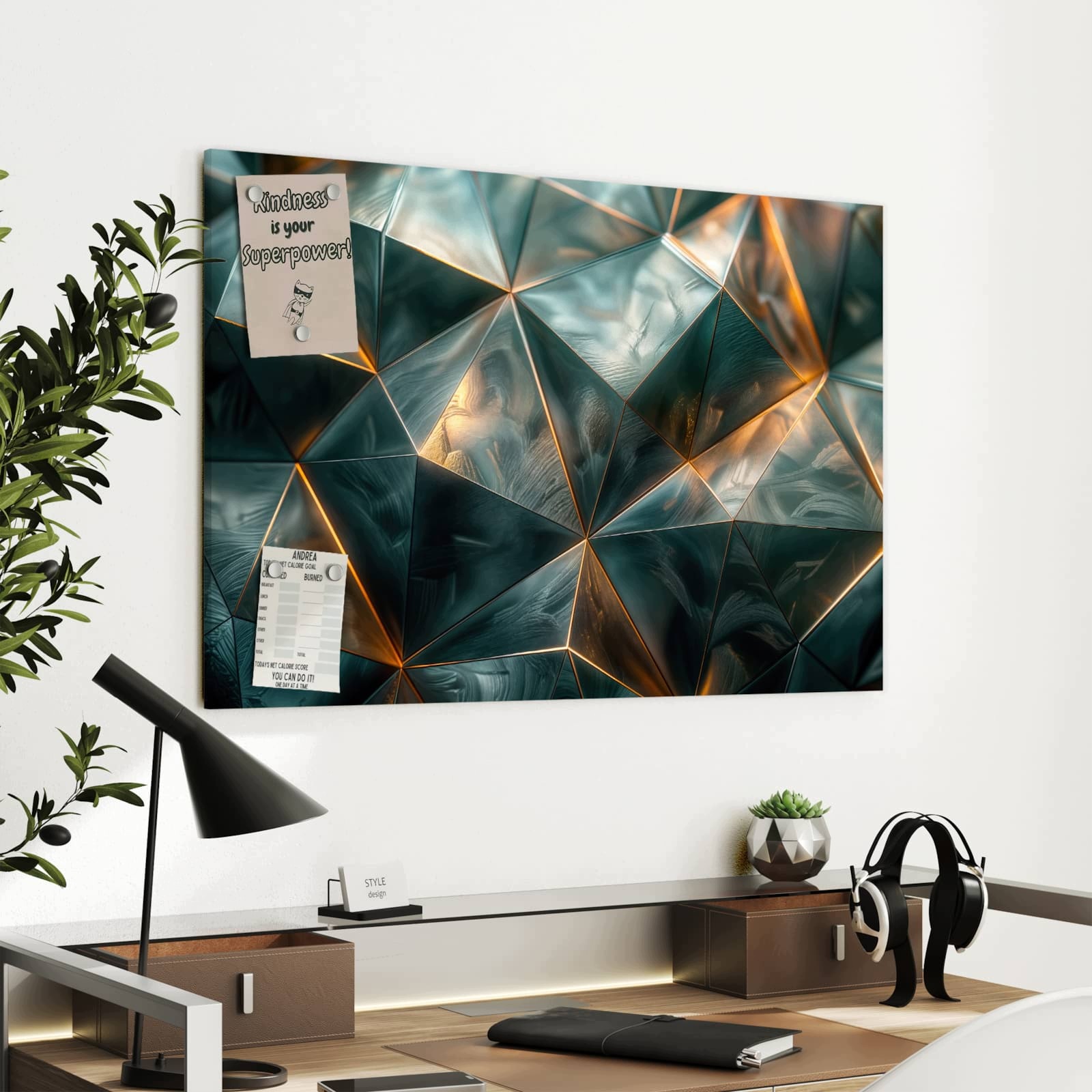 Magnetická tabule – obraz na zeď Propracované geometrie | 90 × 60 cm