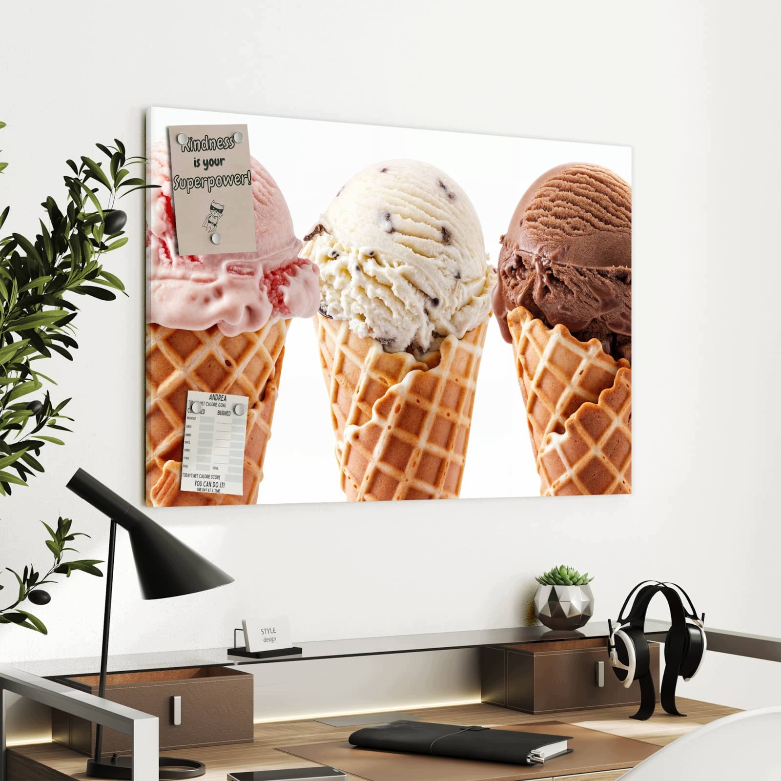 Magnetická tabule – obraz na zeď Trio lahodných zmrzlin | 90 × 60 cm