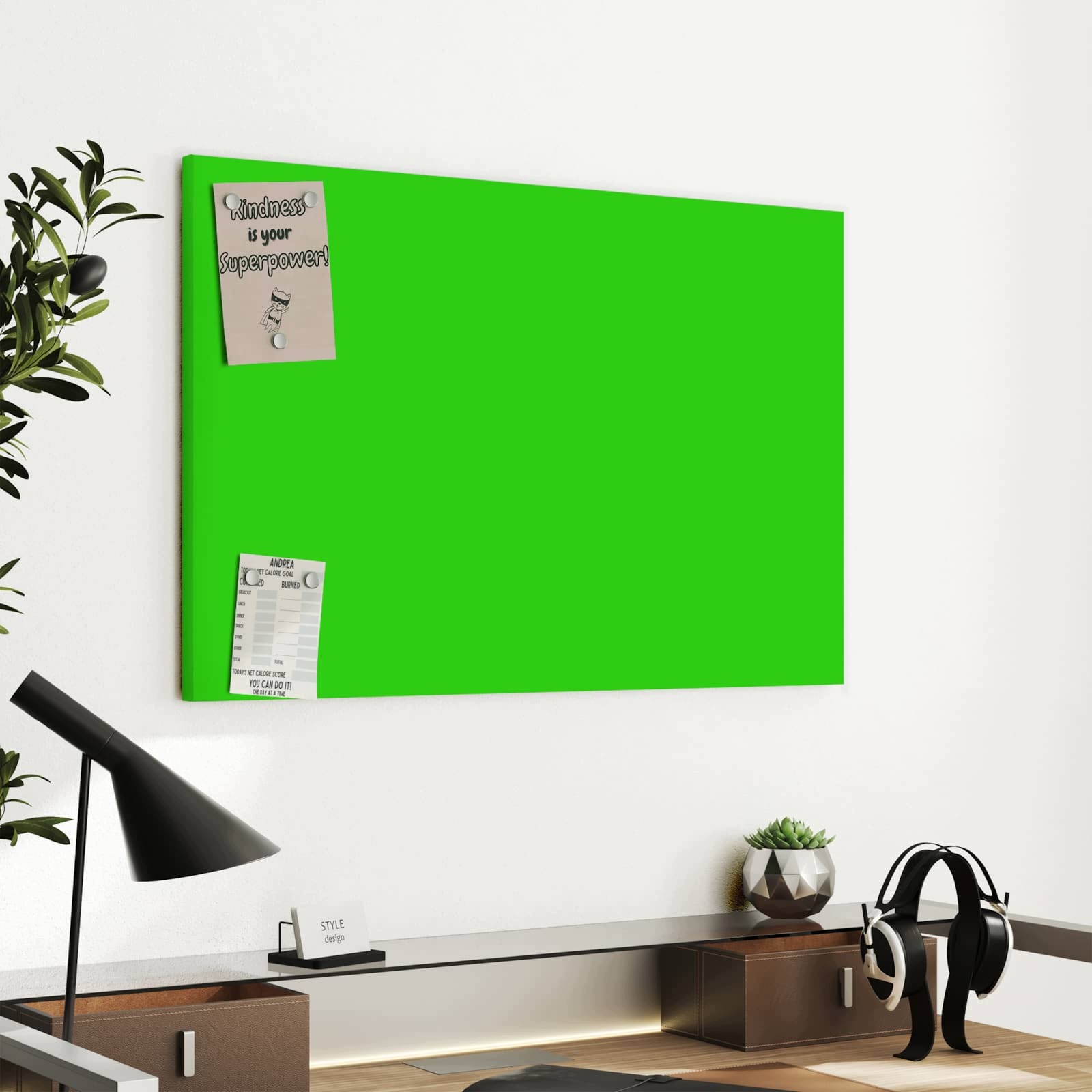 Magnetická tabule – obraz na zeď Neonovozelené pozadí | 60 × 40 cm