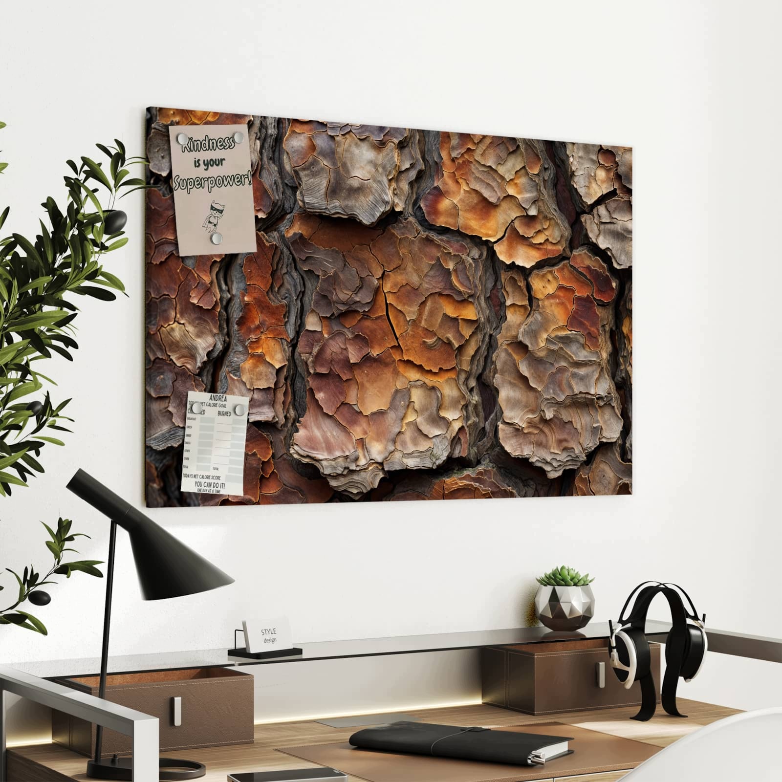 Magnetická tabule – obraz na zeď Struktura stromové kůry | 90 × 60 cm