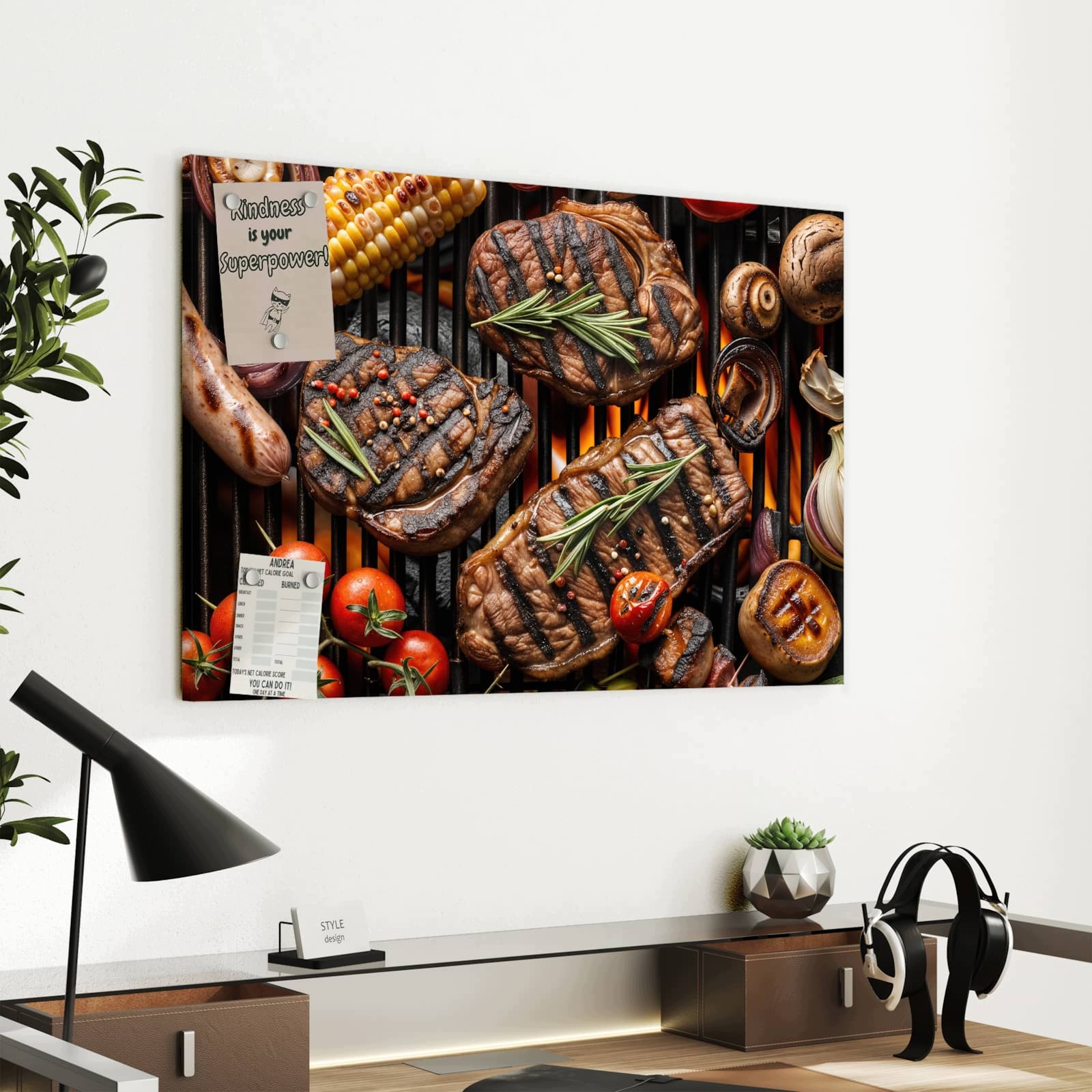 Magnetická tabule – obraz na zeď Jemný motiv talíře z grilu | 60 × 40 cm