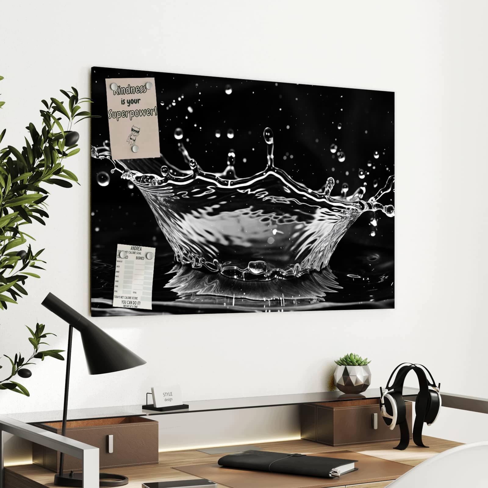 Magnetická tabule – obraz na zeď Jemné cákance vody | 90 × 60 cm