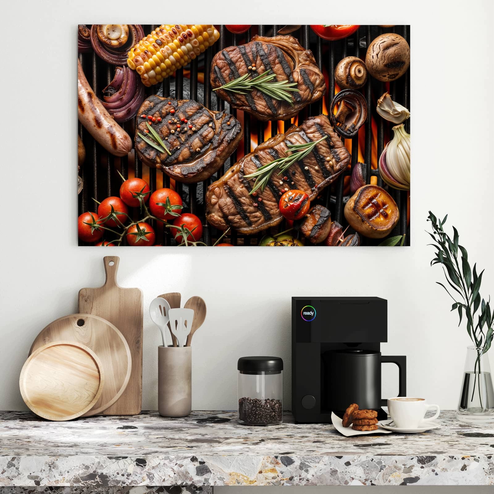 Magnetická tabule – obraz na zeď Jemný motiv talíře z grilu | 90 × 60 cm