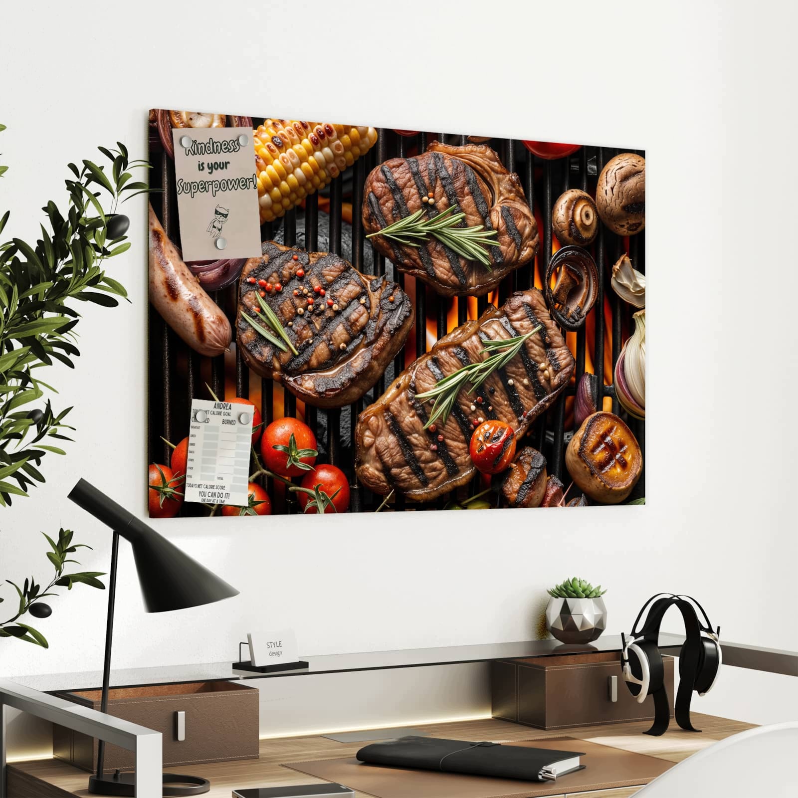 Magnetická tabule – obraz na zeď Jemný motiv talíře z grilu | 90 × 60 cm