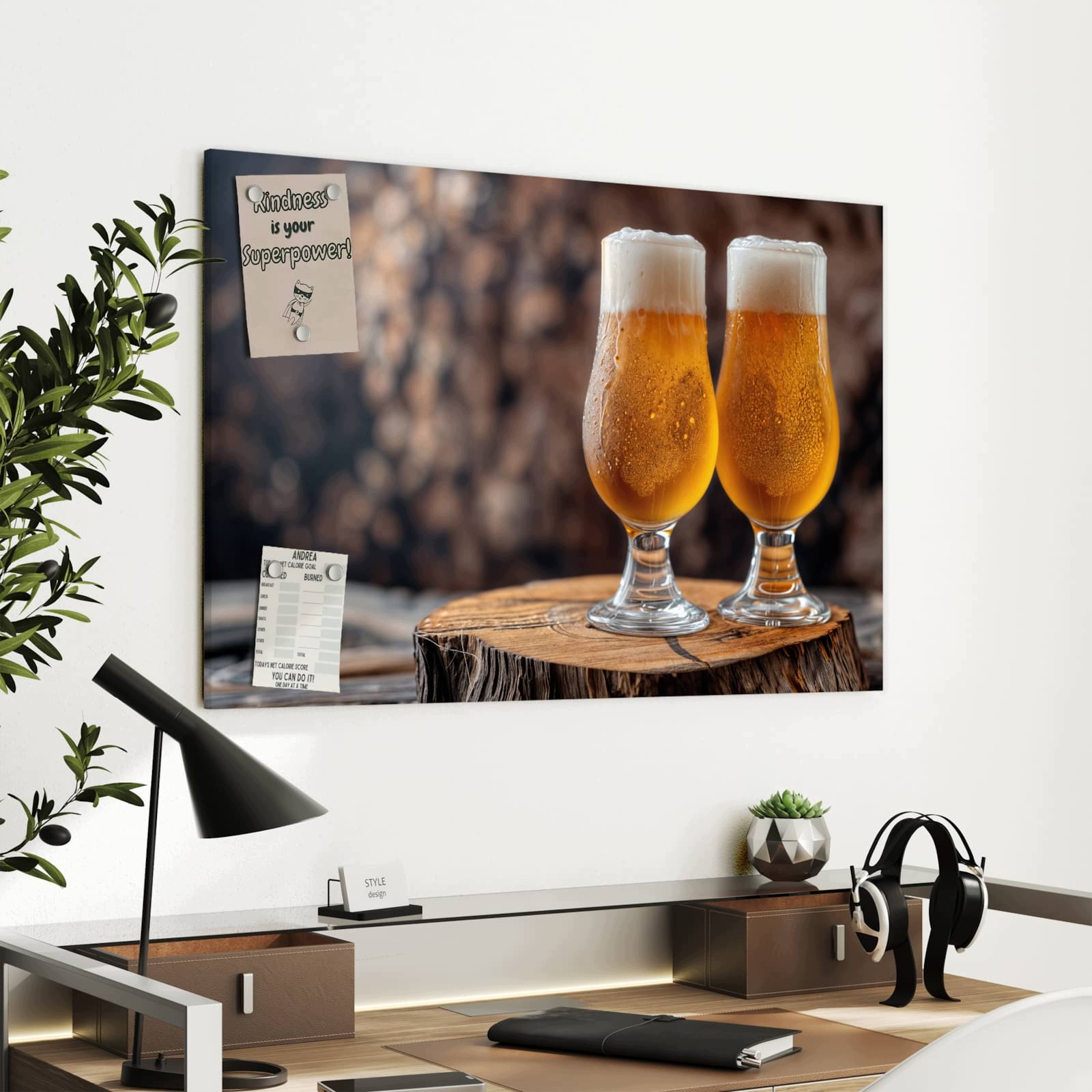 Magnetická tabule – obraz na zeď Pivo dřevo | 90 × 60 cm