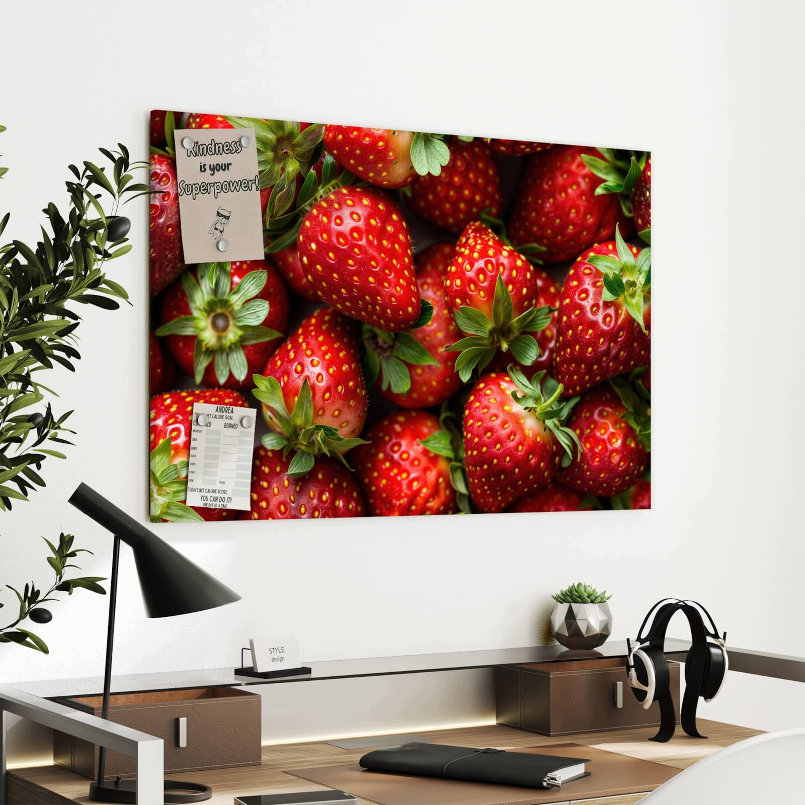Magnetická tabule – obraz na zeď Čerstvé jahody | 90 × 60 cm