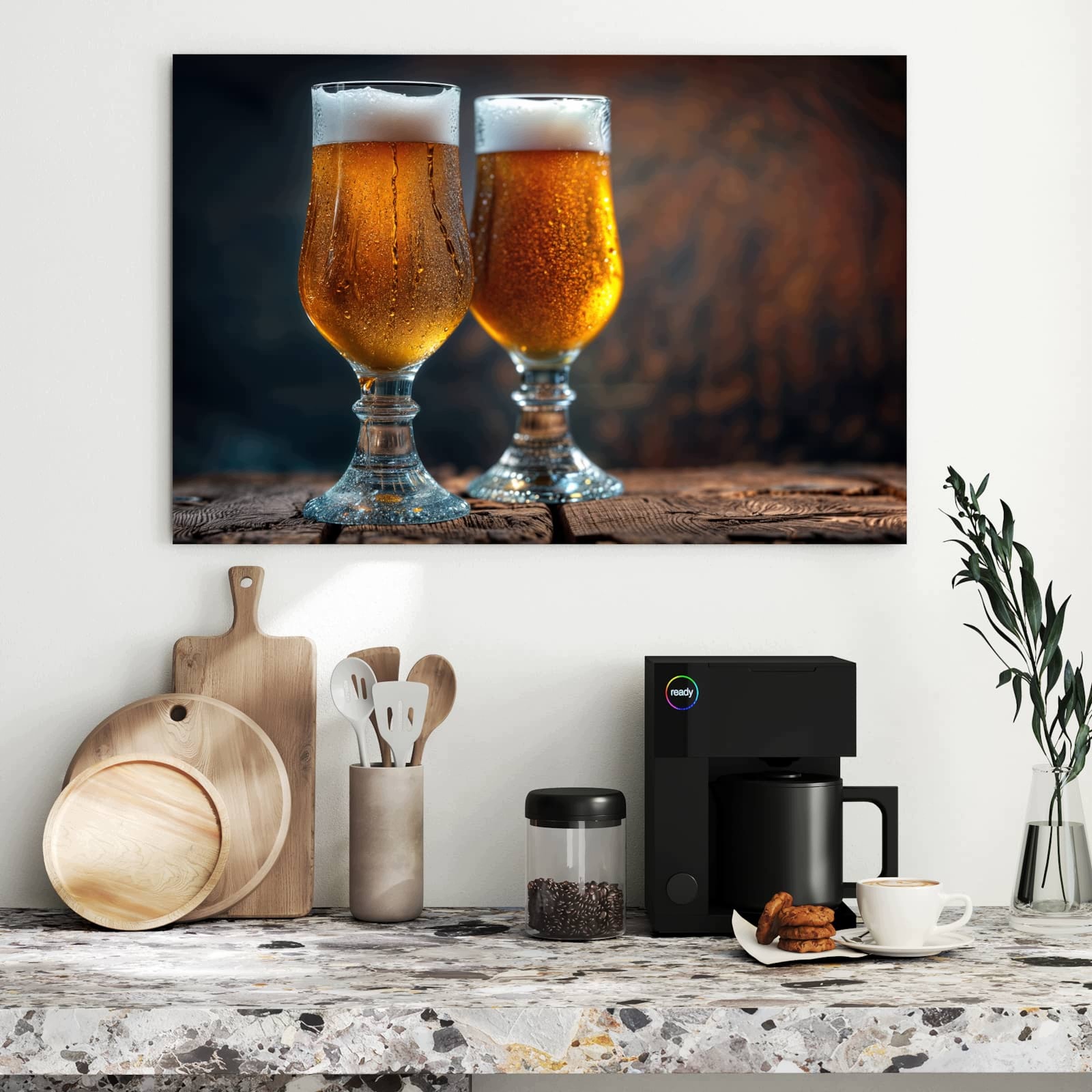 Magnetická tabule – obraz na zeď Dva půllitry piva na dřevě | 90 × 60 cm