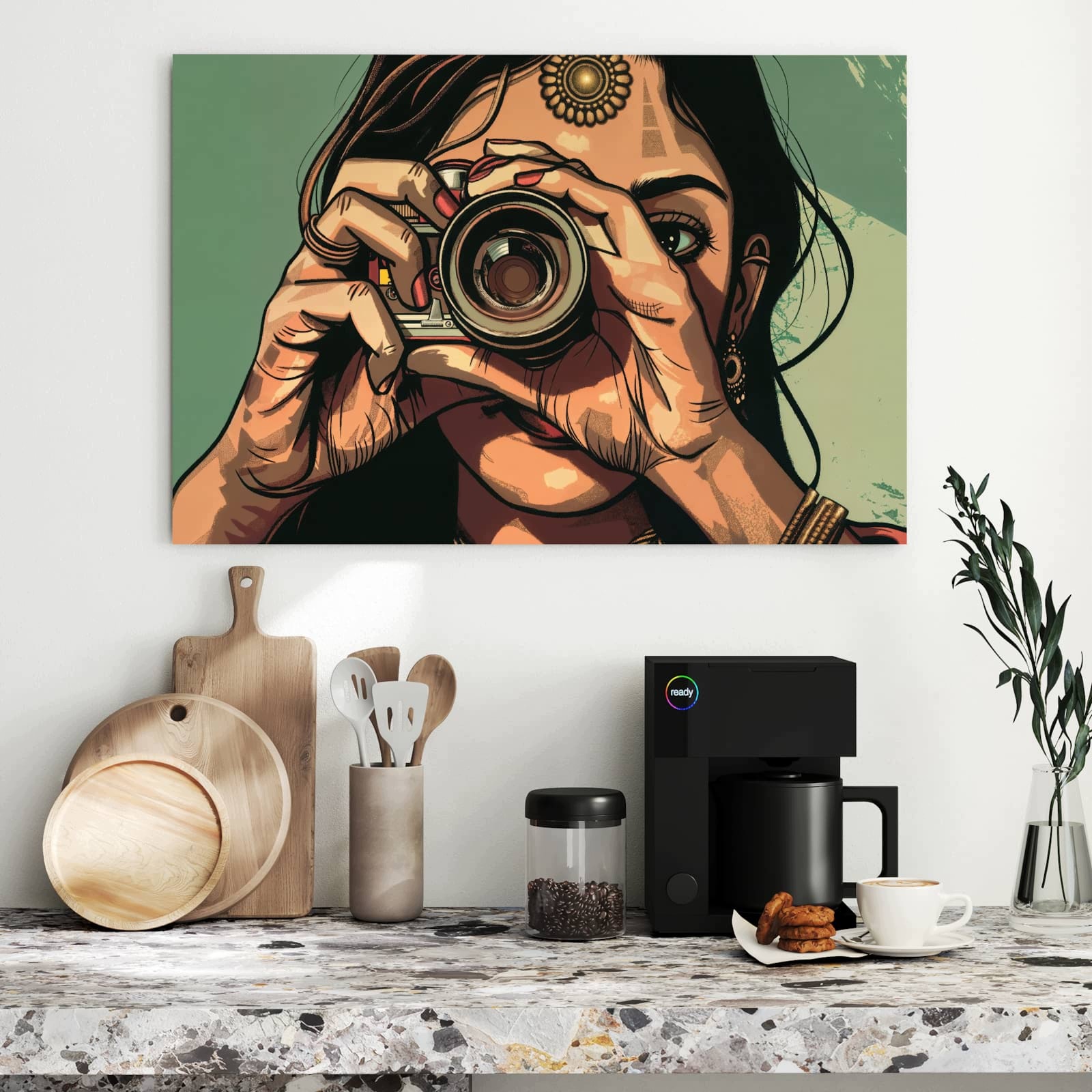 Magnetická tabule – obraz na zeď Žena s fotoaparátem | 90 × 60 cm