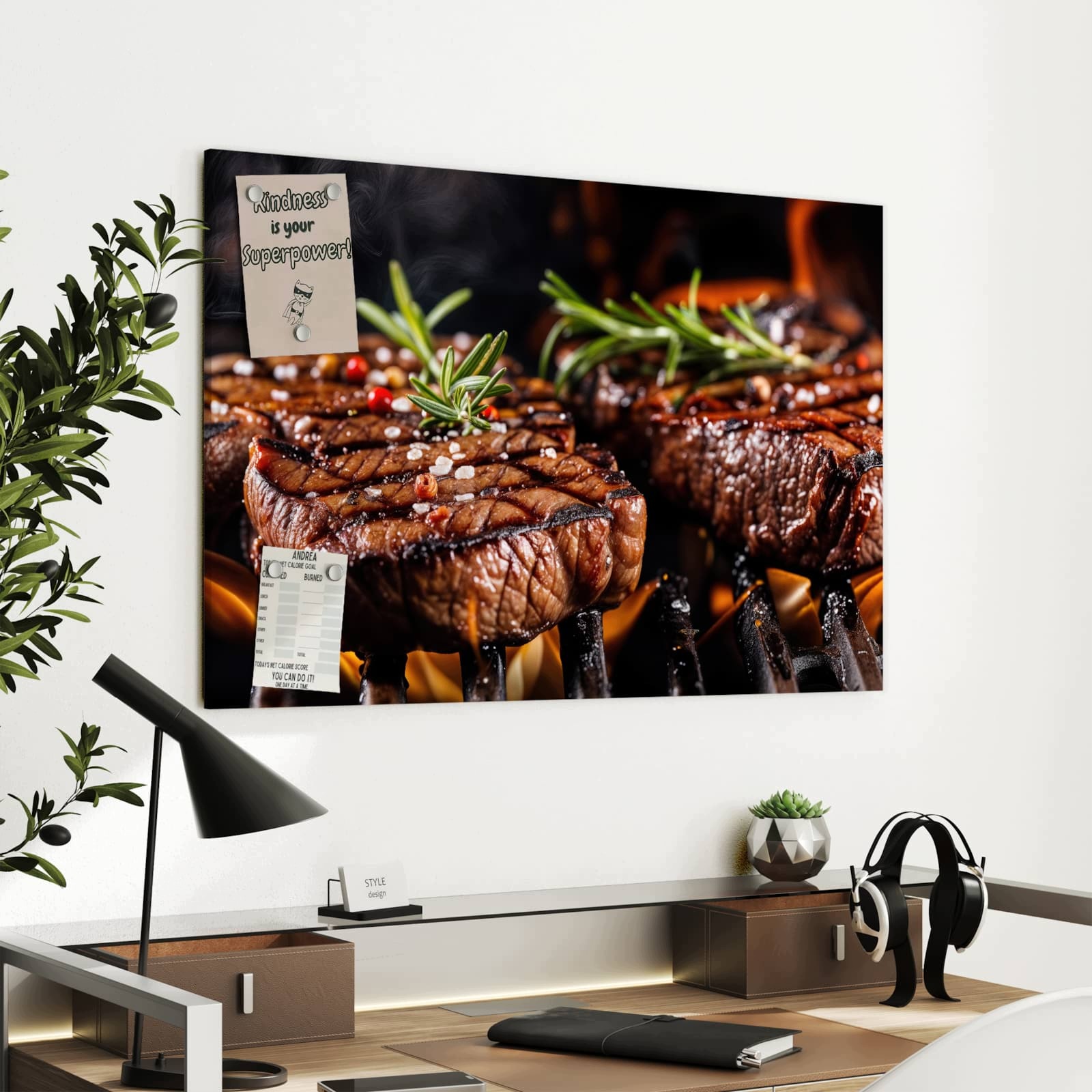 Magnetická tabule – obraz na zeď Grilované steaky | 90 × 60 cm