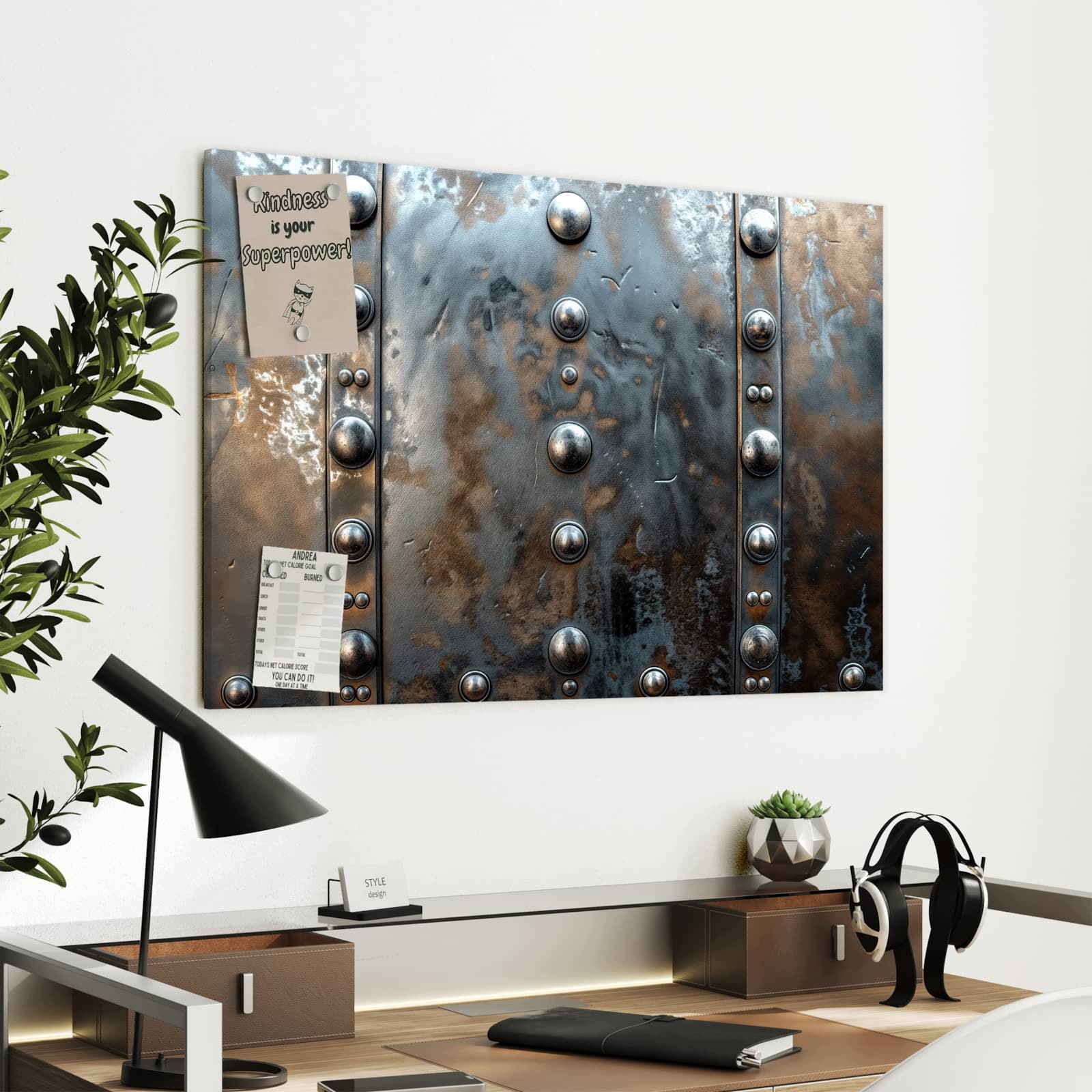 Magnetická tabule – obraz na zeď Struktura kovu | 90 × 60 cm