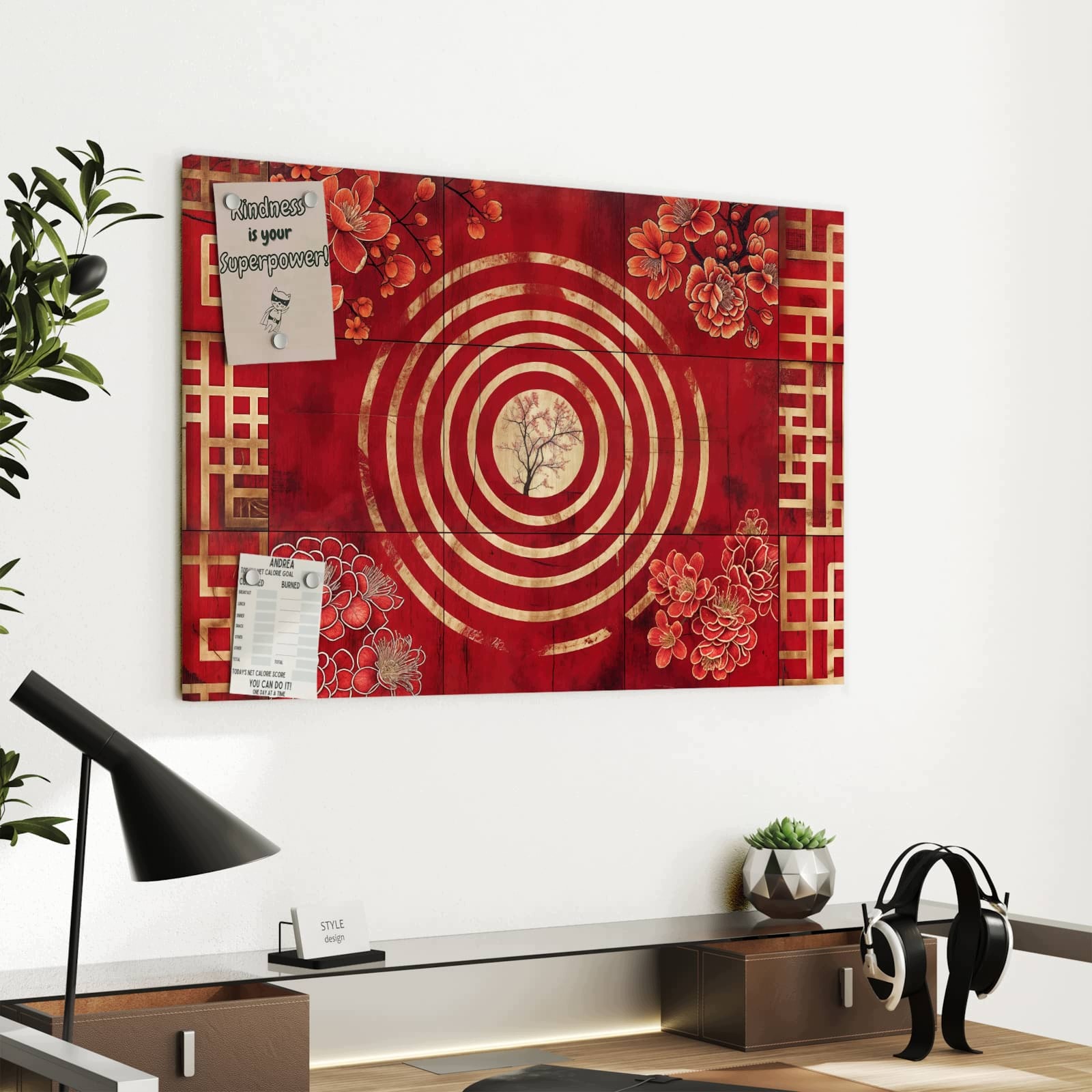 Magnetická tabule – obraz na zeď Květinový vzor s kolečky | 60 × 40 cm