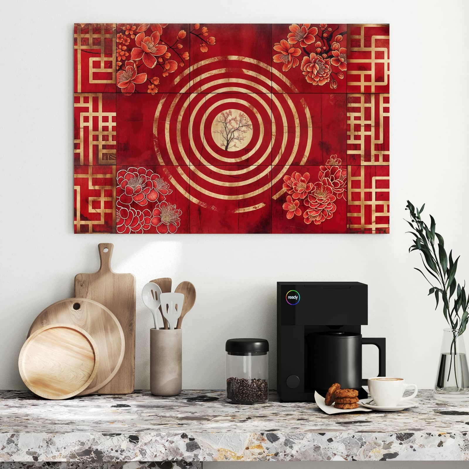 Magnetická tabule – obraz na zeď Květinový vzor s kolečky | 90 × 60 cm