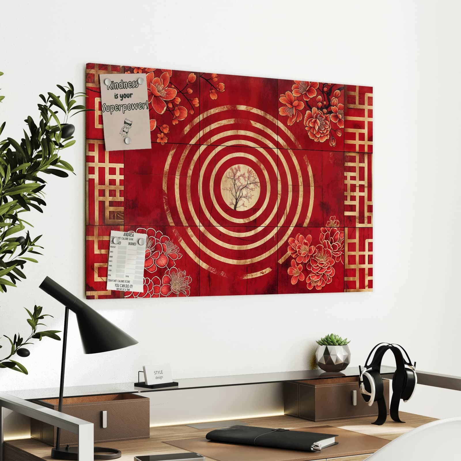Magnetická tabule – obraz na zeď Květinový vzor s kolečky | 90 × 60 cm