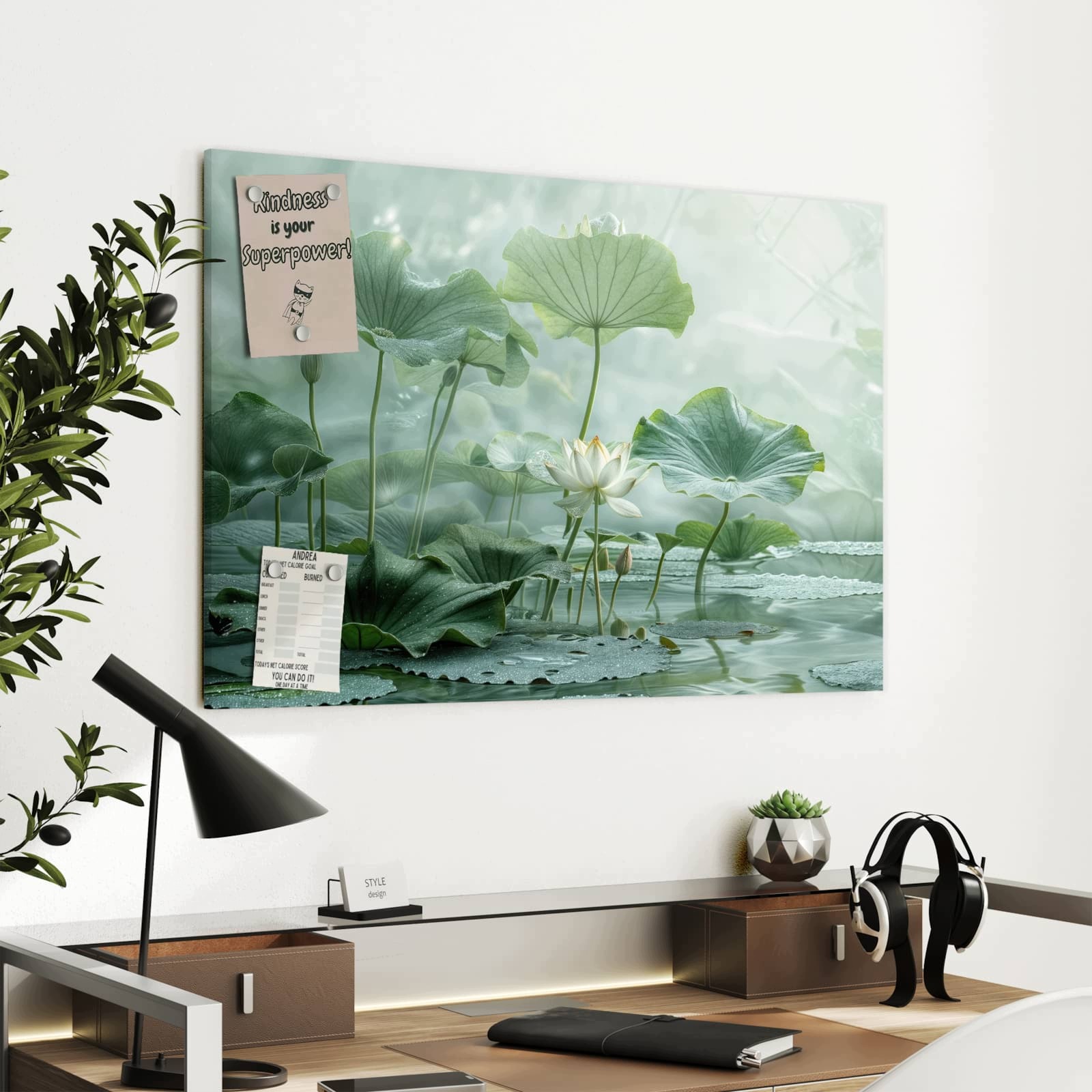 Magnetická tabule – obraz na zeď Lotosové jezírko | 90 × 60 cm