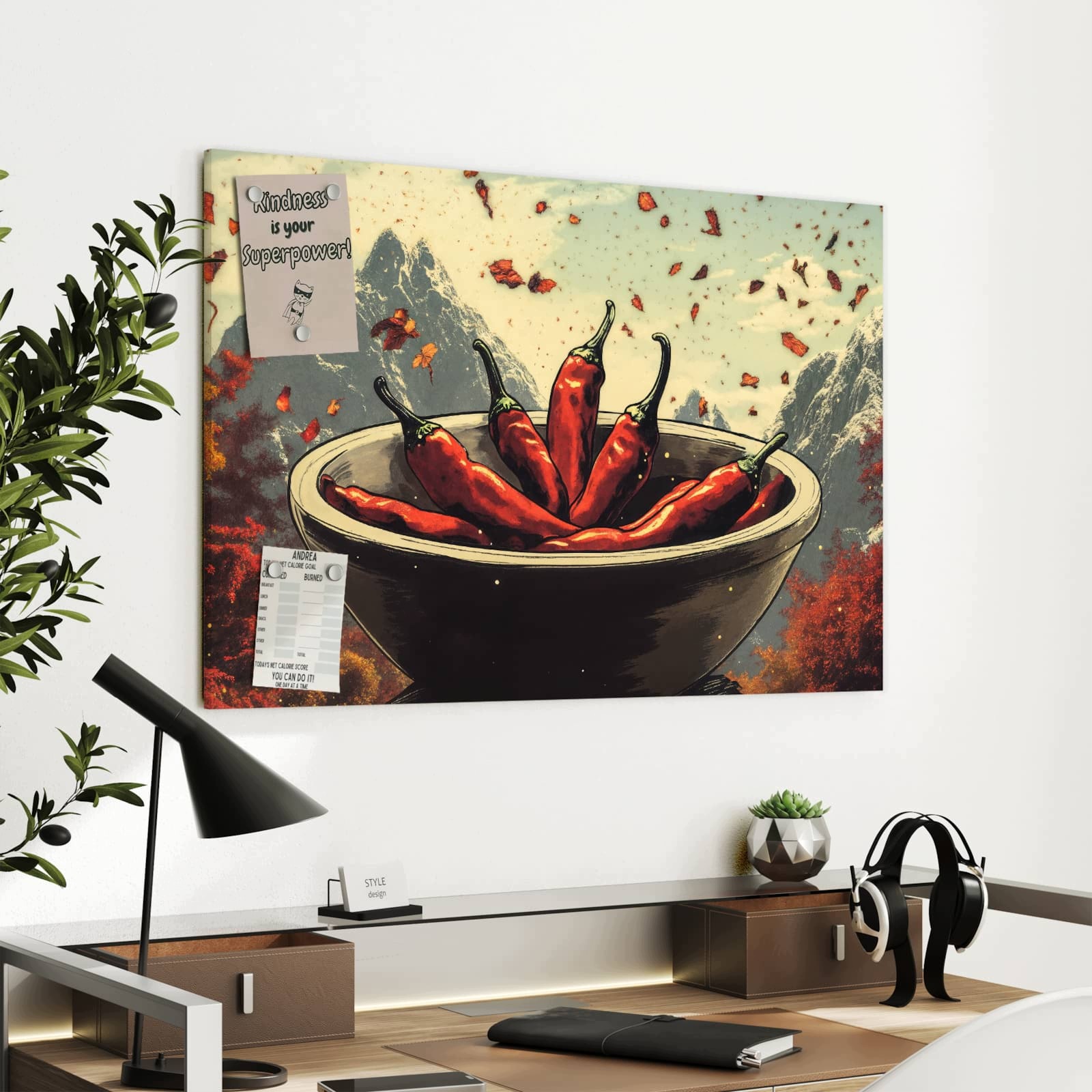 Magnetická tabule – obraz na zeď Čerstvé chilli papričky | 90 × 60 cm
