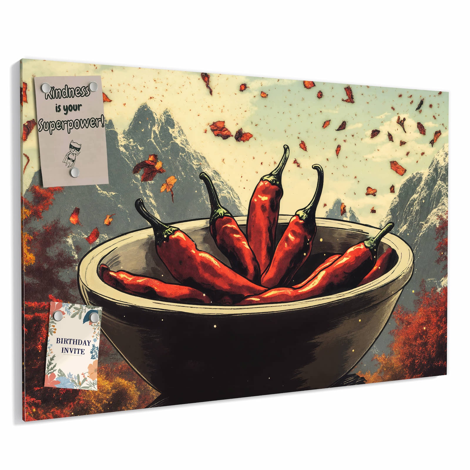 Magnetická tabule – obraz na zeď Čerstvé chilli papričky | 90 × 60 cm