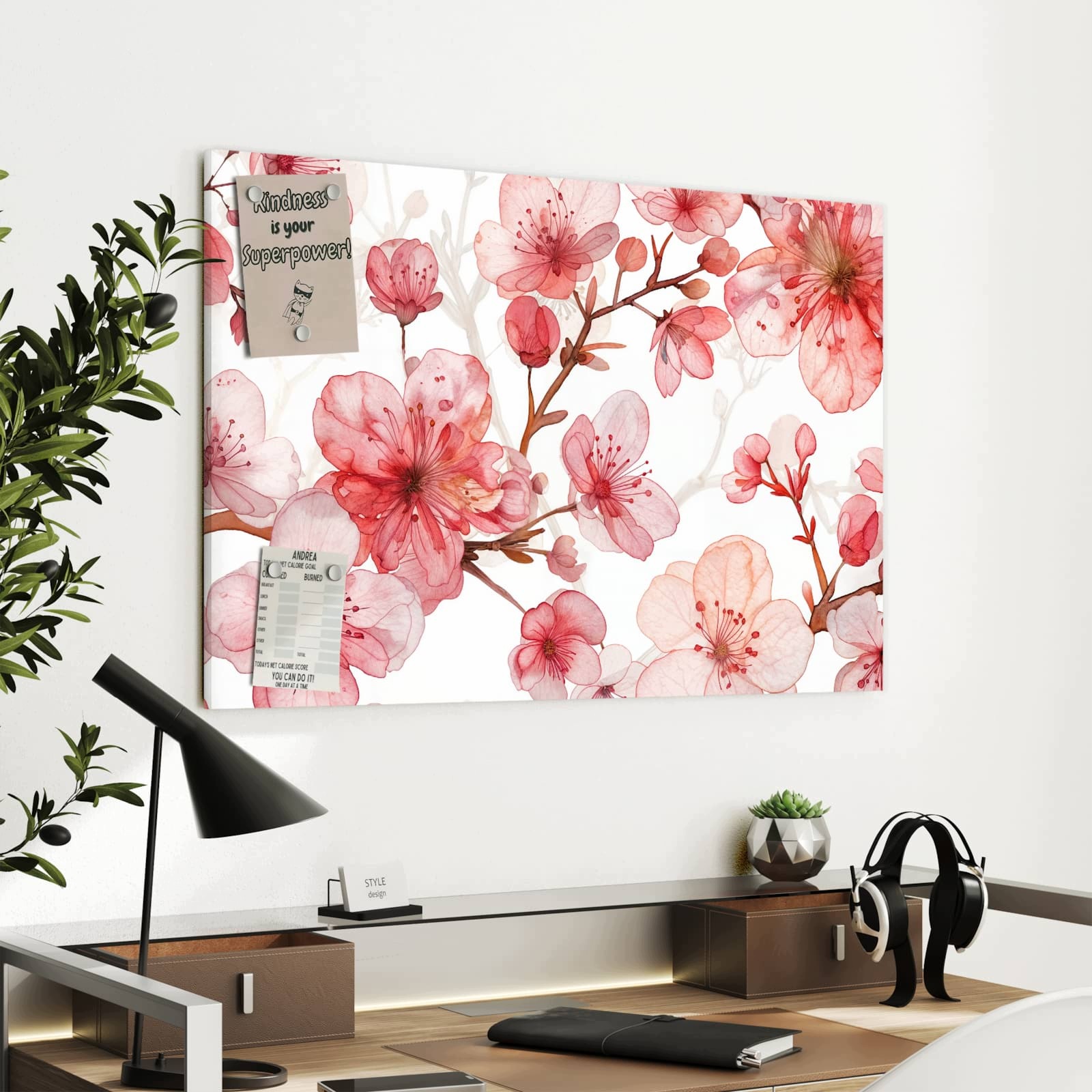 Magnetická tabule – obraz na zeď Květinový vzor s květinami | 90 × 60 cm