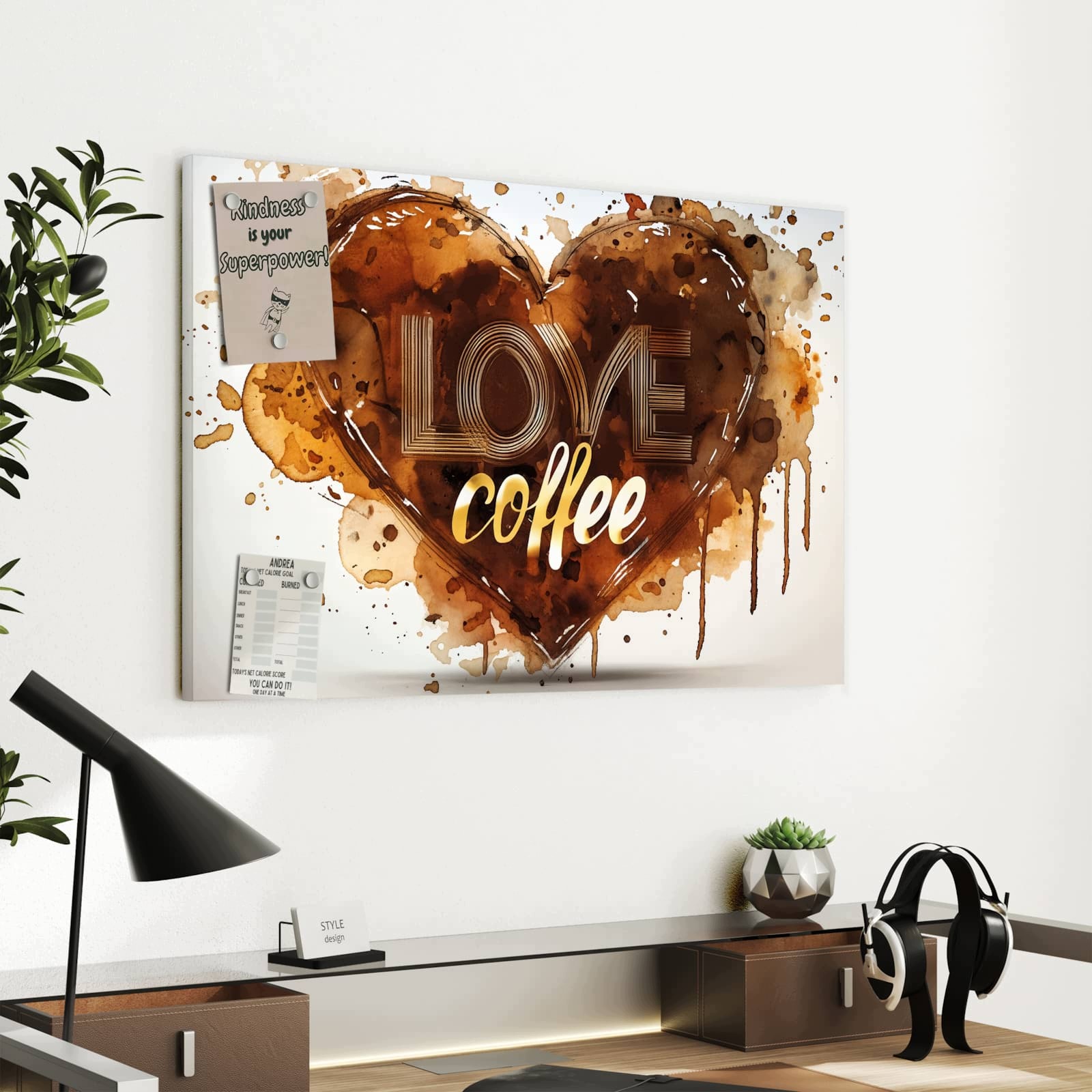Magnetická tabule – obraz na zeď Srdce z kávy | 60 × 40 cm