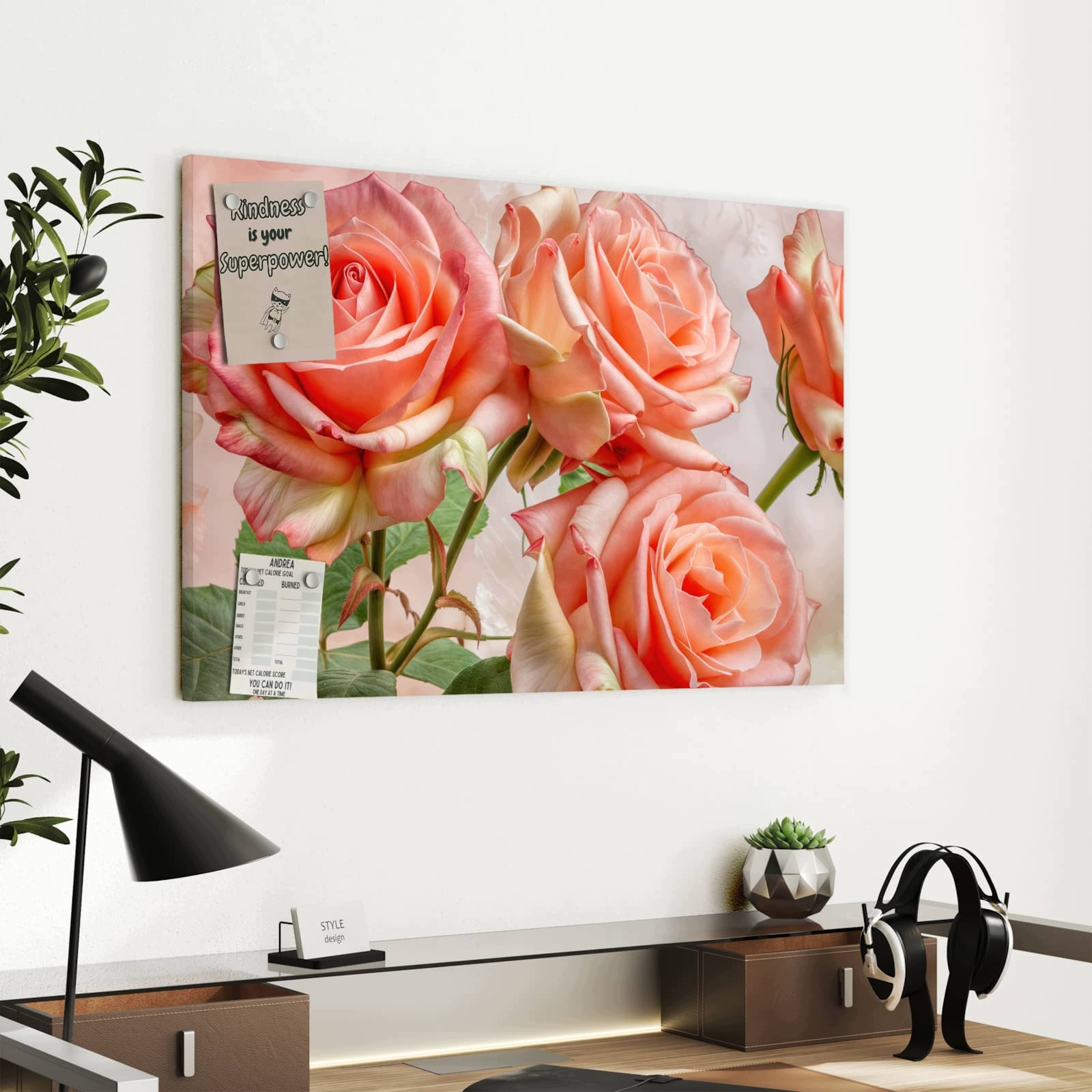 Magnetická tabule – obraz na zeď Kytice růží – motiv 1 | 60 × 40 cm
