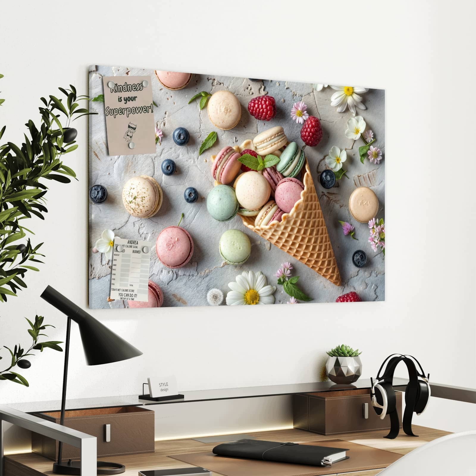 Magnetická tabule – obraz na zeď Letní makronky | 90 × 60 cm