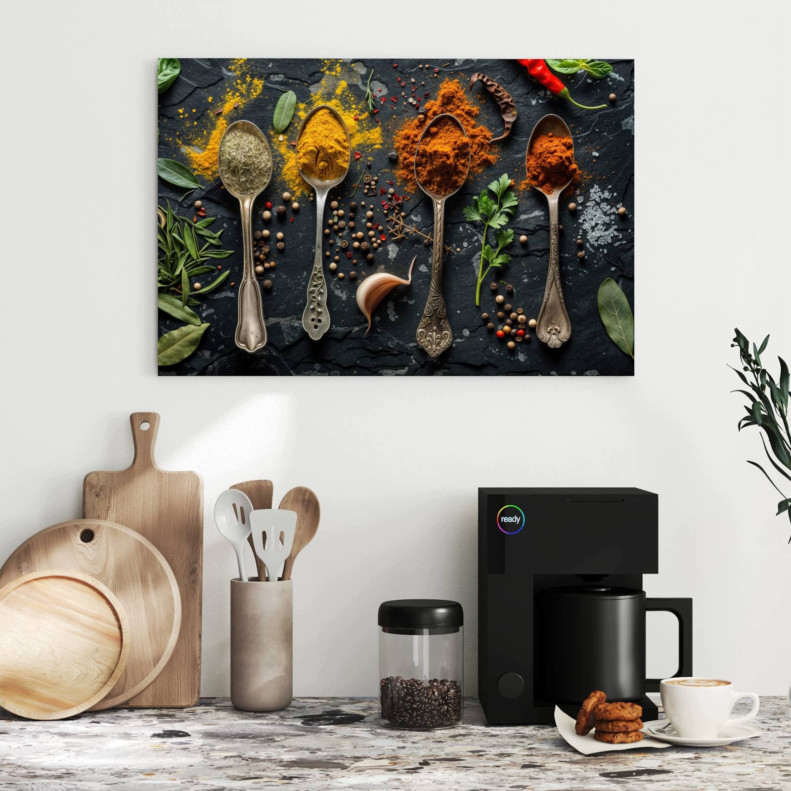 Magnetická tabule – obraz na zeď Směs koření na lžících | 60 × 40 cm