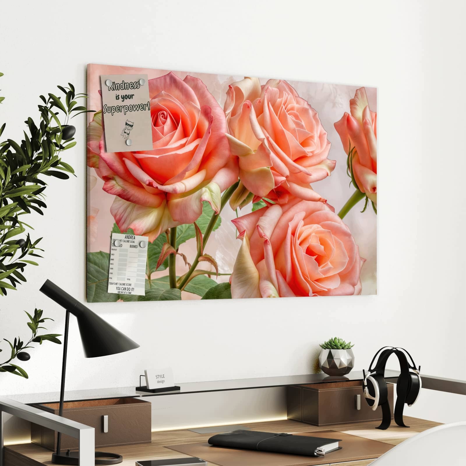 Magnetická tabule – obraz na zeď Kytice růží – motiv 1 | 90 × 60 cm