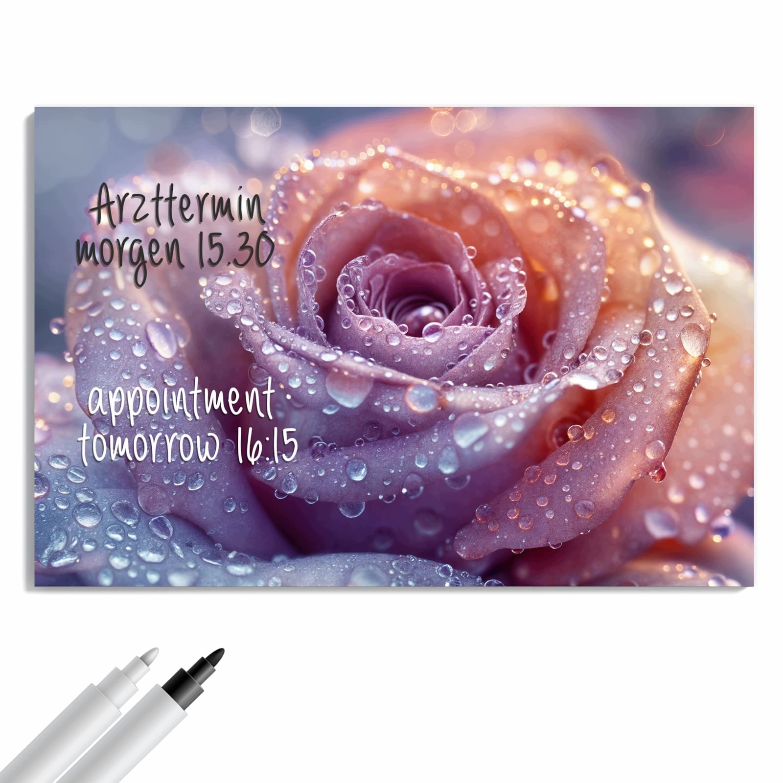 Magnetická tabule – obraz na zeď Květina s kapkami vody | 90 × 60 cm