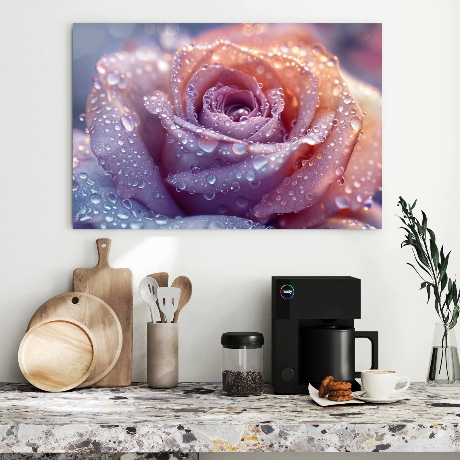 Magnetická tabule – obraz na zeď Květina s kapkami vody | 90 × 60 cm