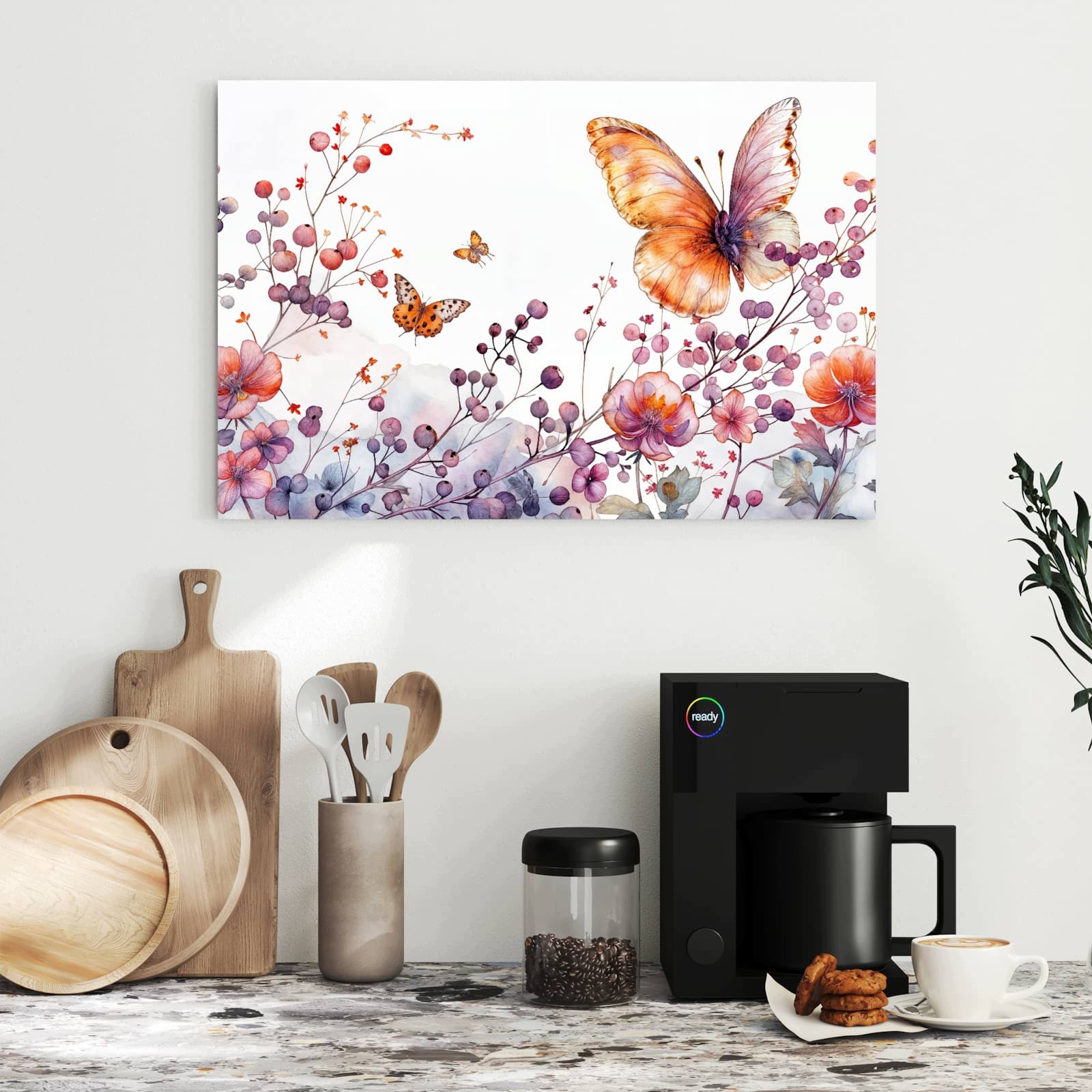 Magnetická tabule – obraz na zeď Květiny a motýli | 60 × 40 cm