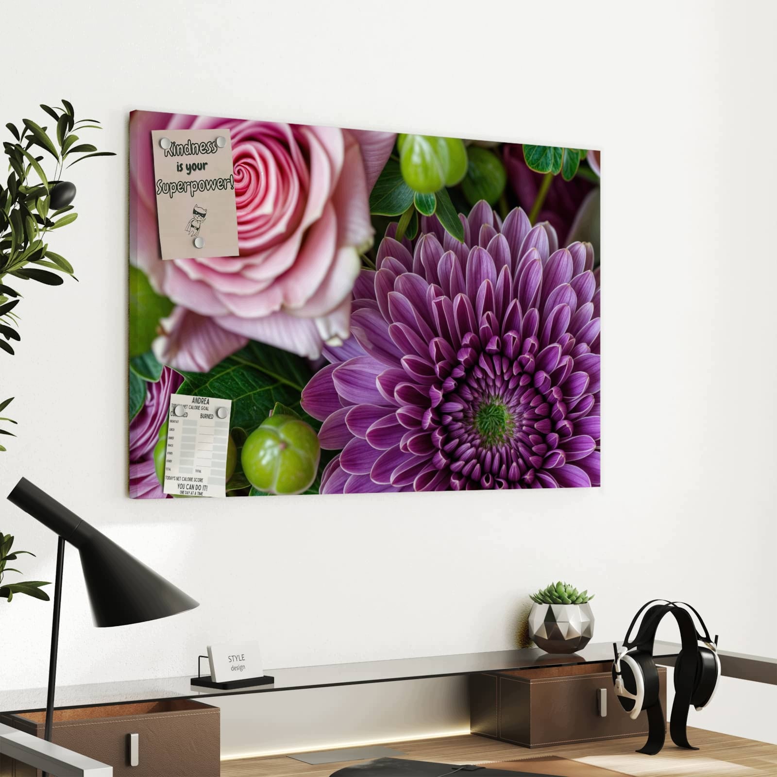 Magnetická tabule – obraz na zeď Jemná květinová kompozice | 60 × 40 cm