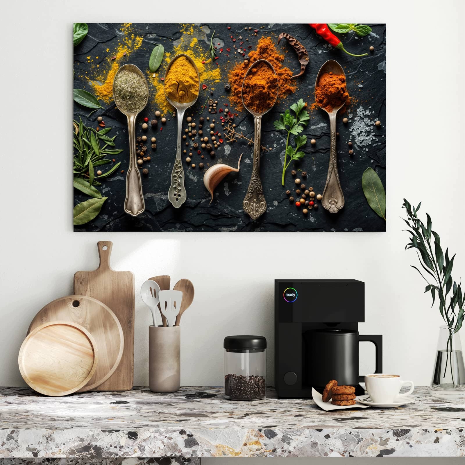 Magnetická tabule – obraz na zeď Směs koření na lžících | 90 × 60 cm
