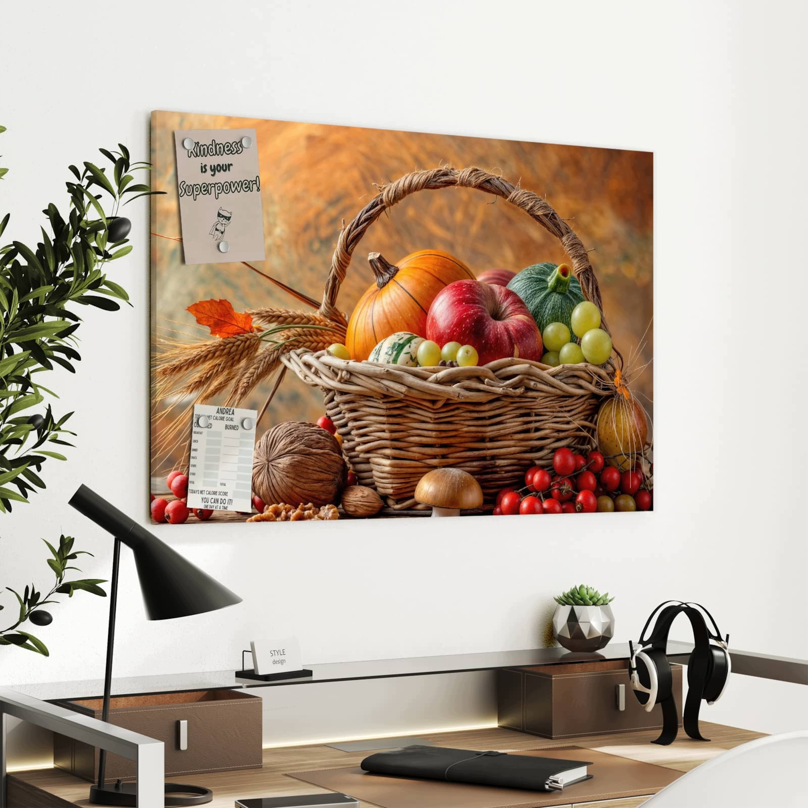 Magnetická tabule – obraz na zeď Podzimní košík | 90 × 60 cm