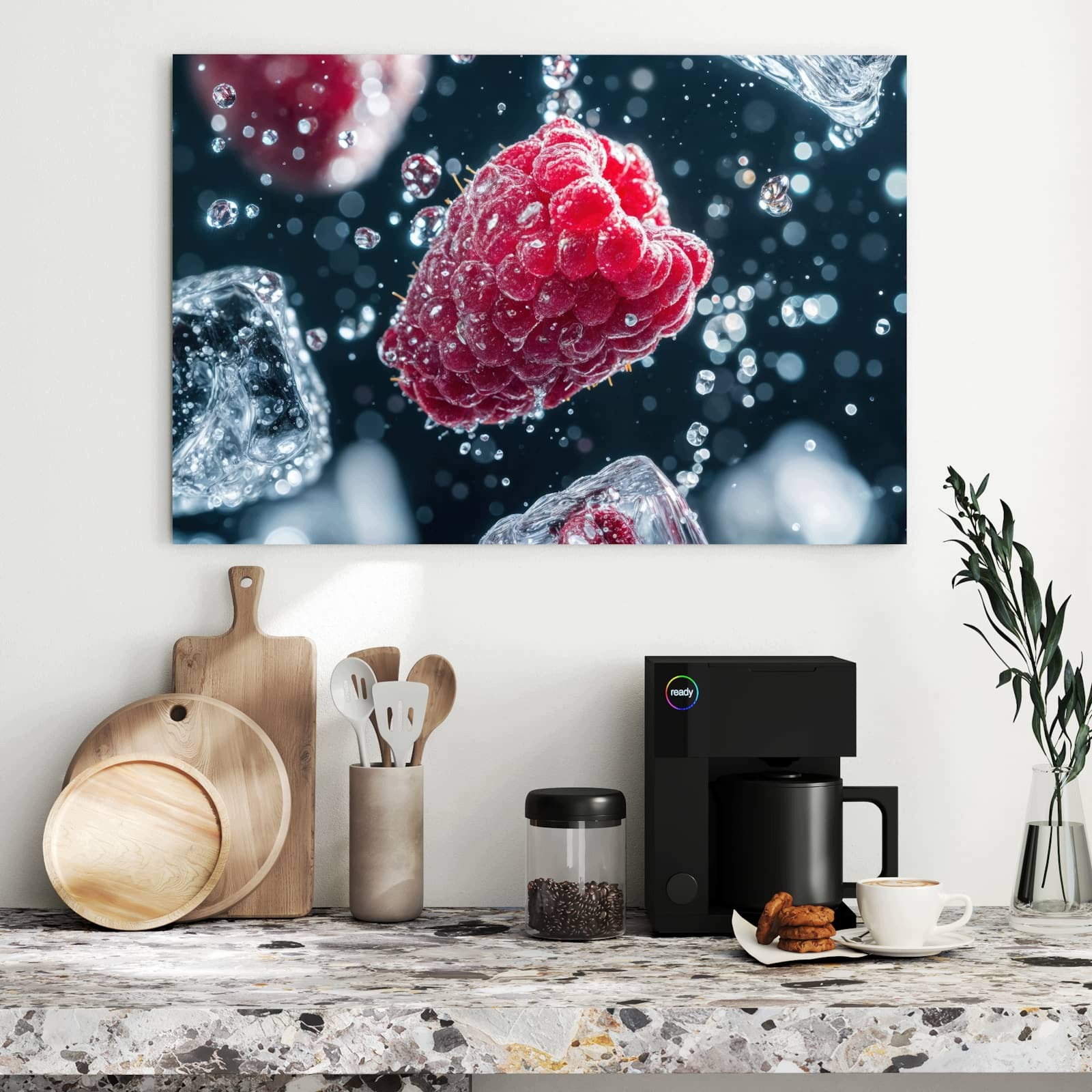 Magnetická tabule – obraz na zeď Maliny v dešti | 90 × 60 cm