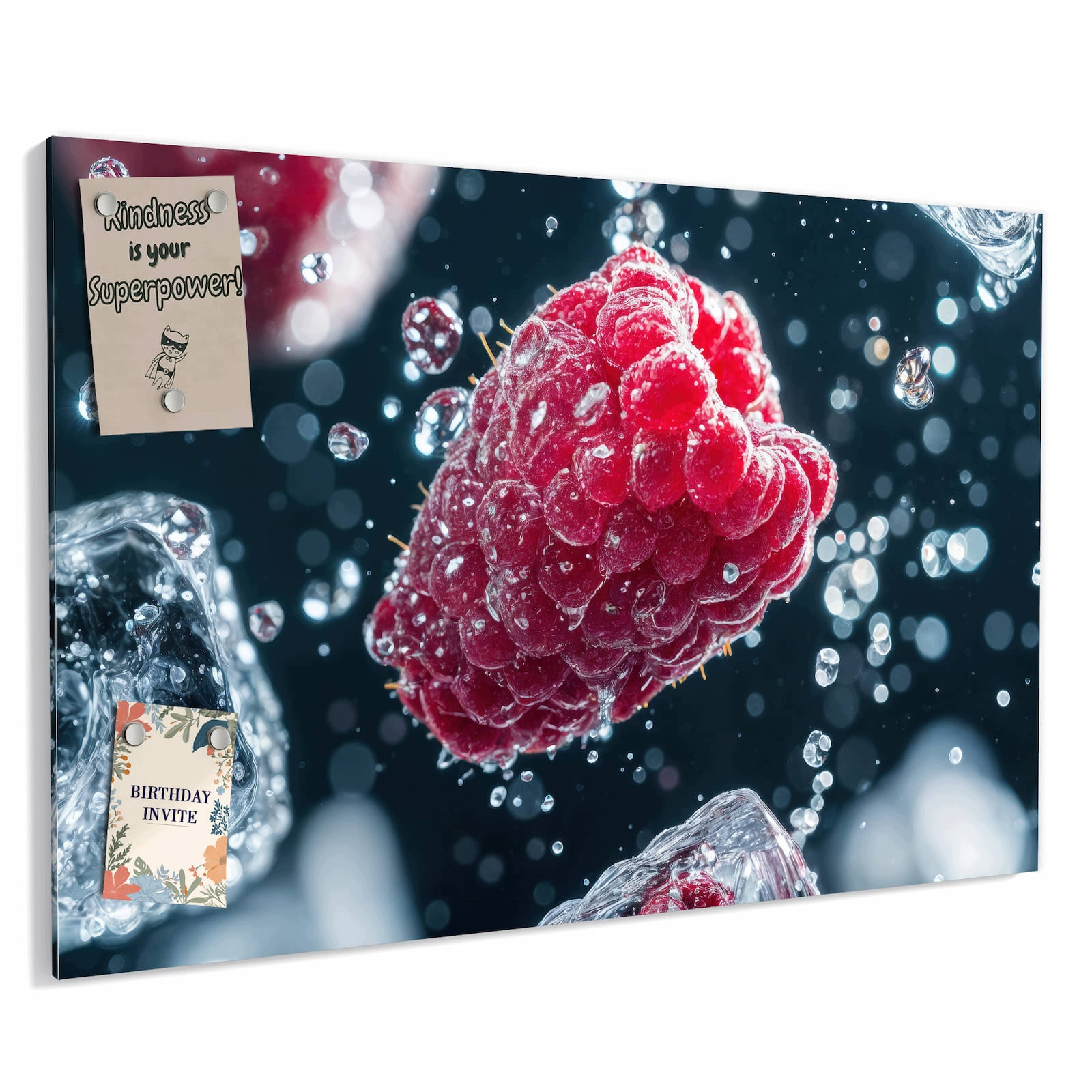 Magnetická tabule – obraz na zeď Maliny v dešti | 90 × 60 cm