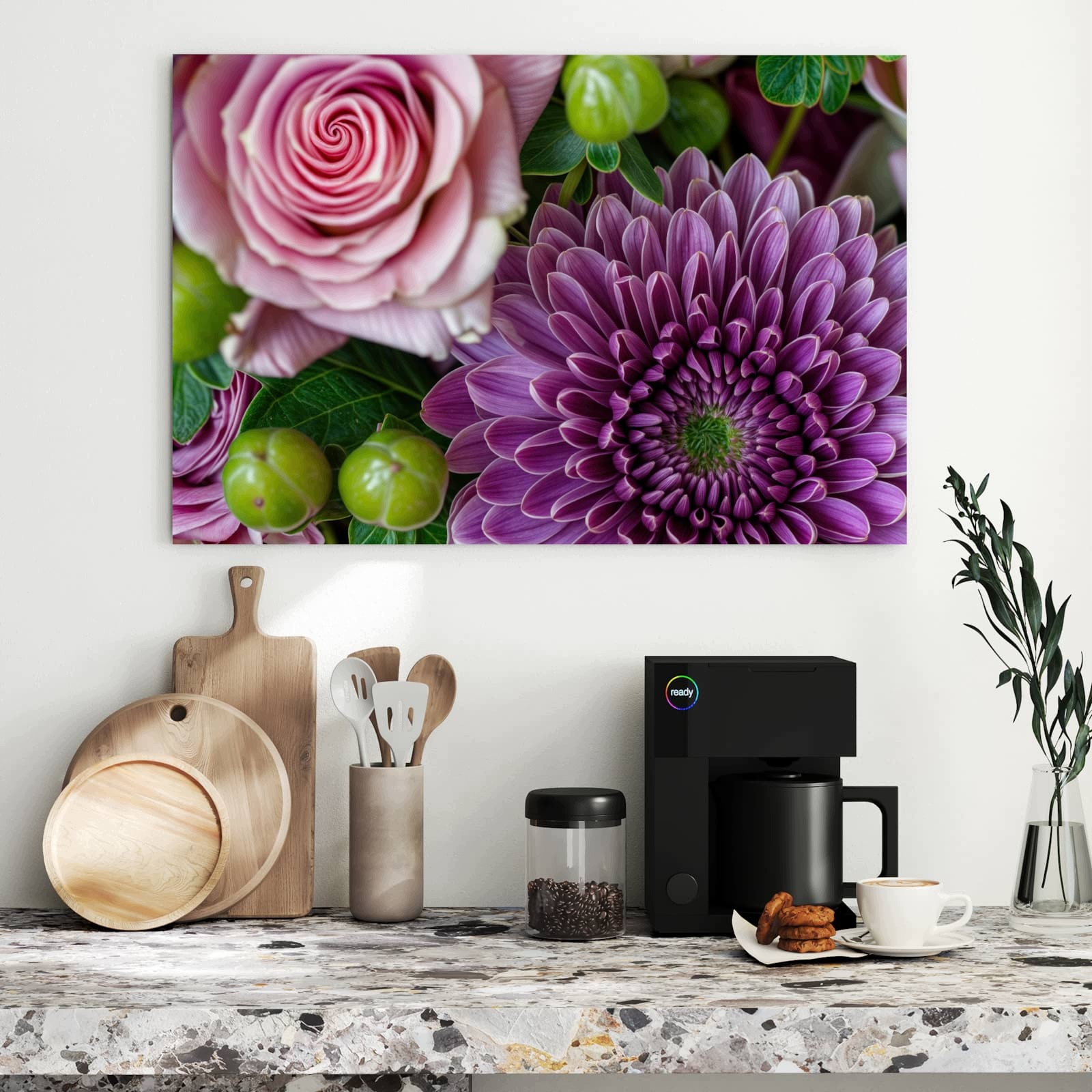 Magnetická tabule – obraz na zeď Jemná květinová kompozice | 90 × 60 cm