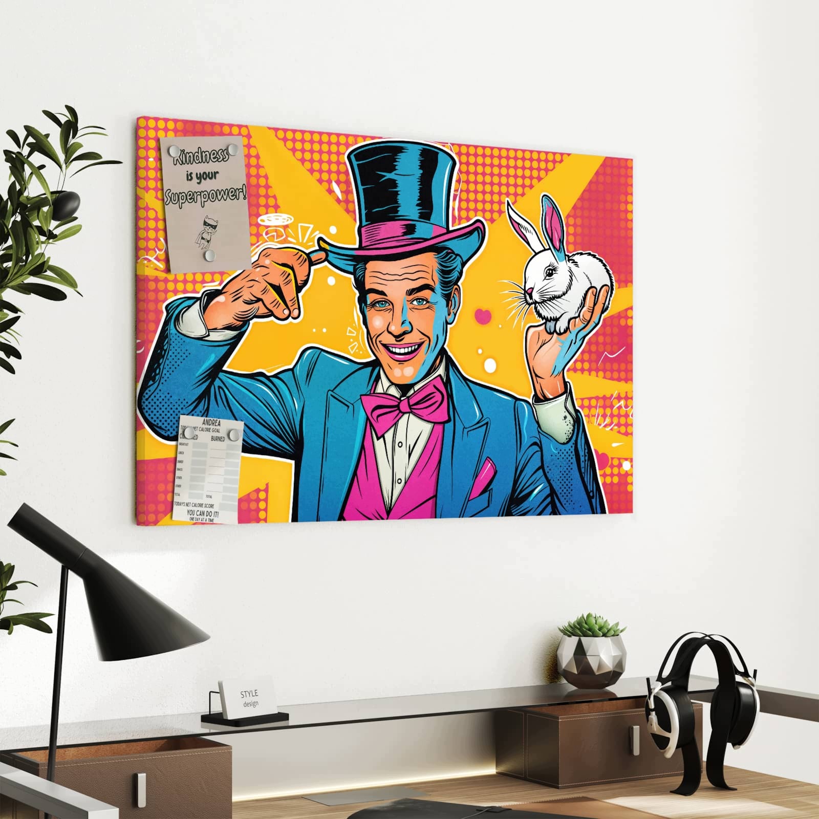 Magnetická tabule – obraz na zeď Kouzelník se zajícem | 60 × 40 cm