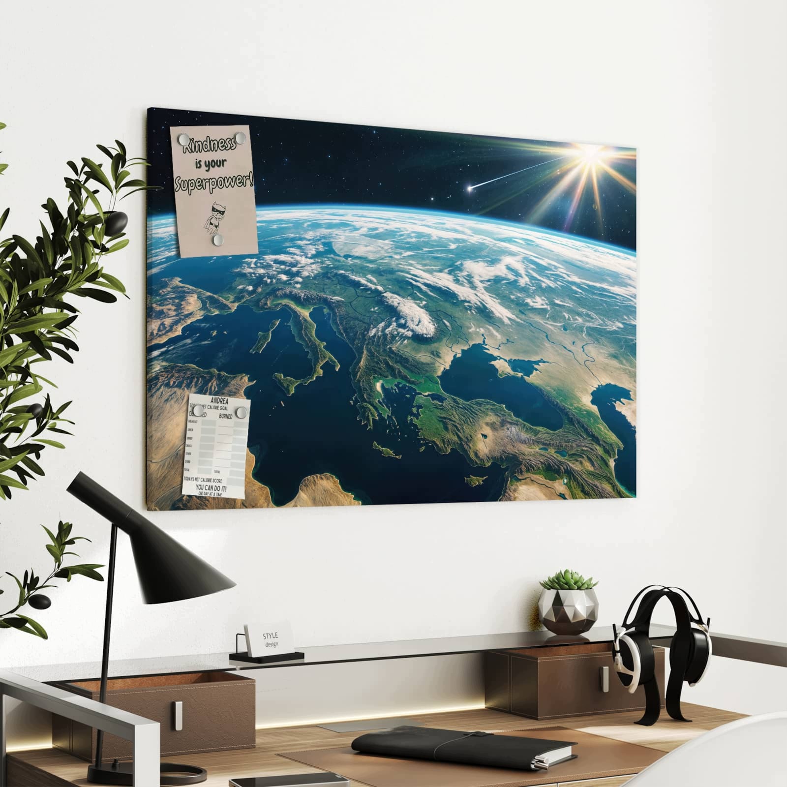 Magnetická tabule – obraz na zeď Pohled na Zemi | 90 × 60 cm