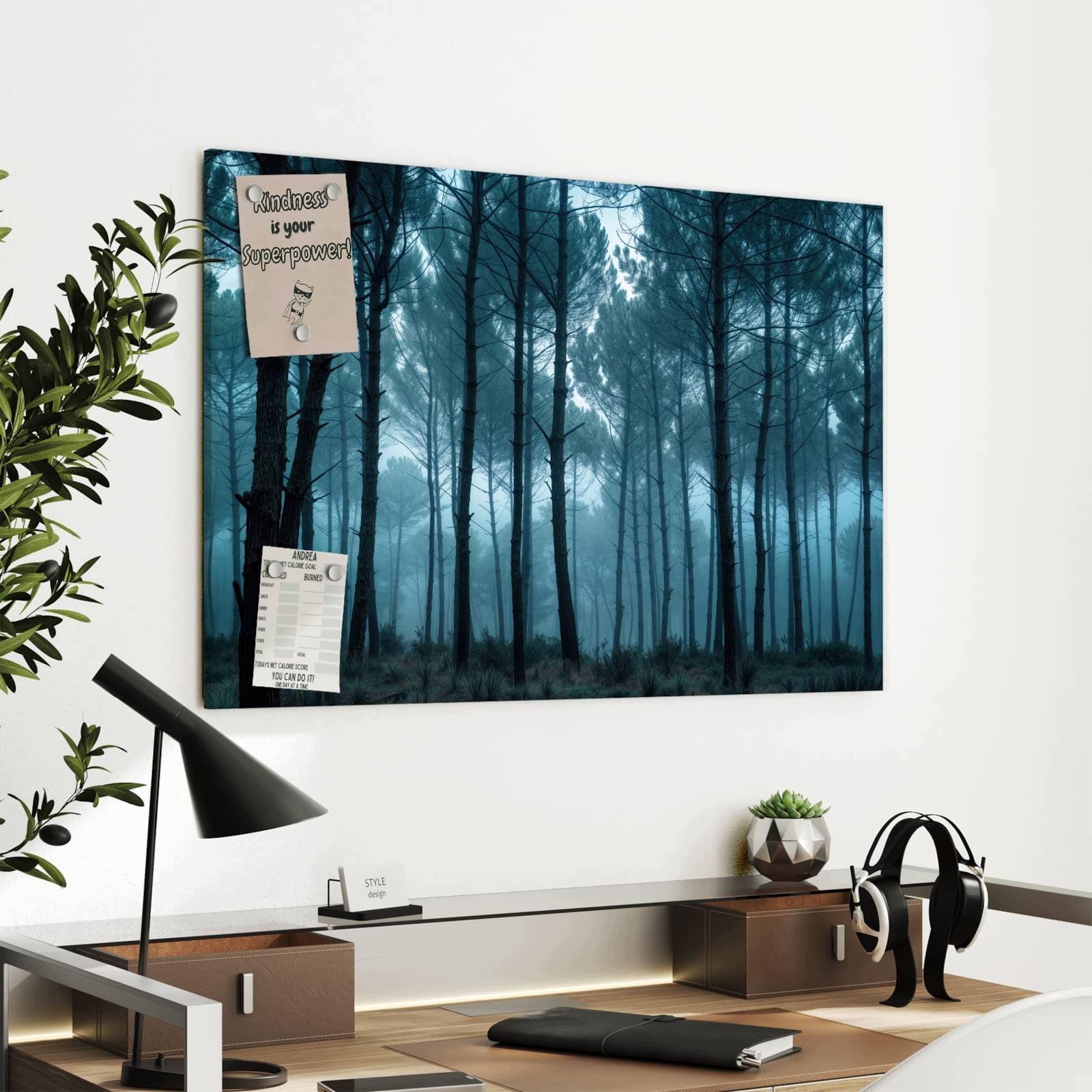 Magnetická tabule – obraz na zeď Mlhavý les | 90 × 60 cm
