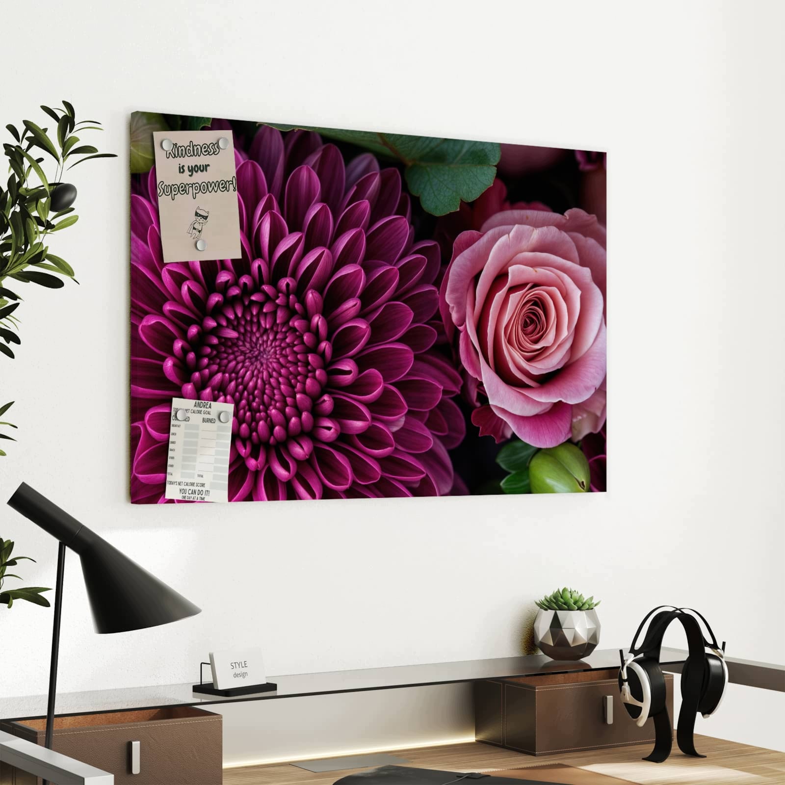 Magnetická tabule – obraz na zeď Tichá květinová kompozice | 60 × 40 cm