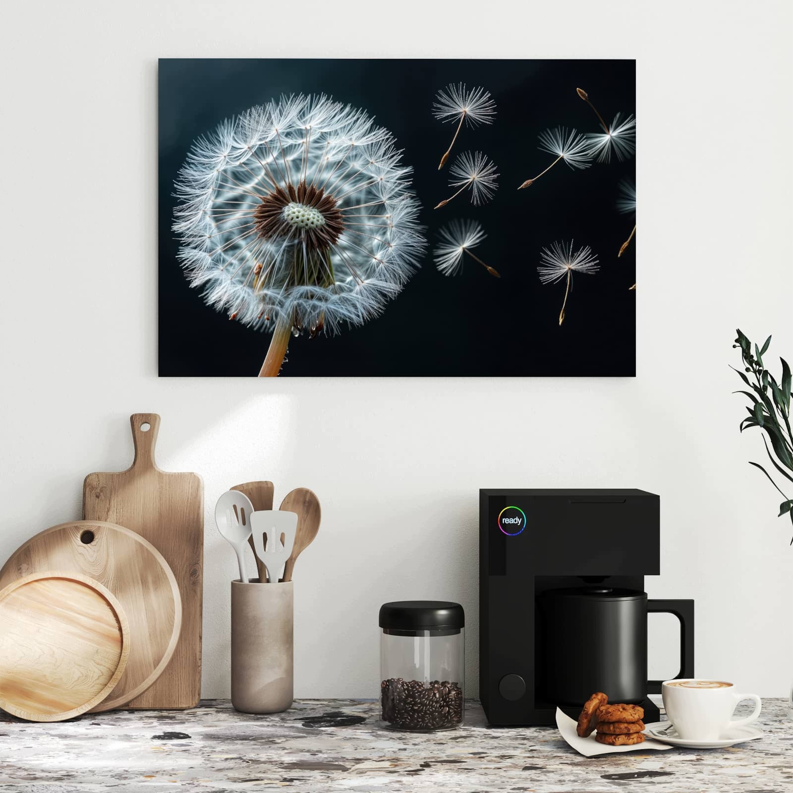 Magnetická tabule – obraz na zeď Pampeliška ve větru – motiv 2 | 60 × 40 cm