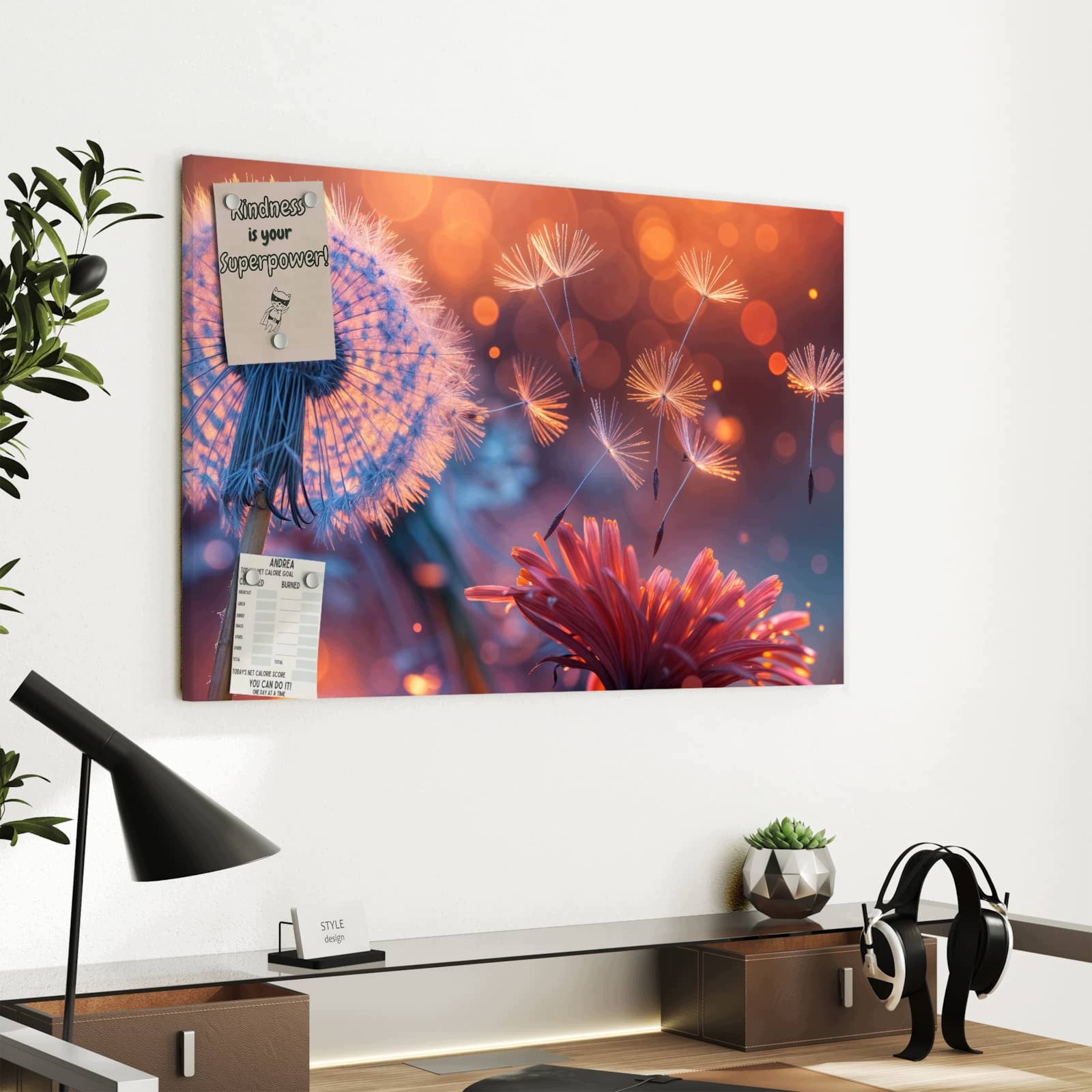 Magnetická tabule – obraz na zeď Zářící pampeliška | 60 × 40 cm