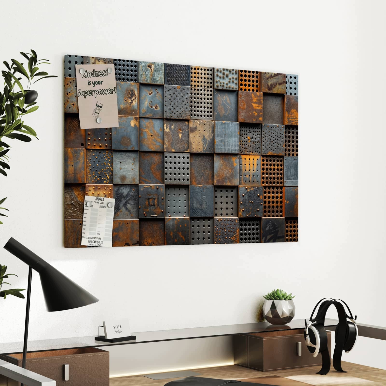 Magnetická tabule – obraz na zeď Perforované kovové desky | 60 × 40 cm