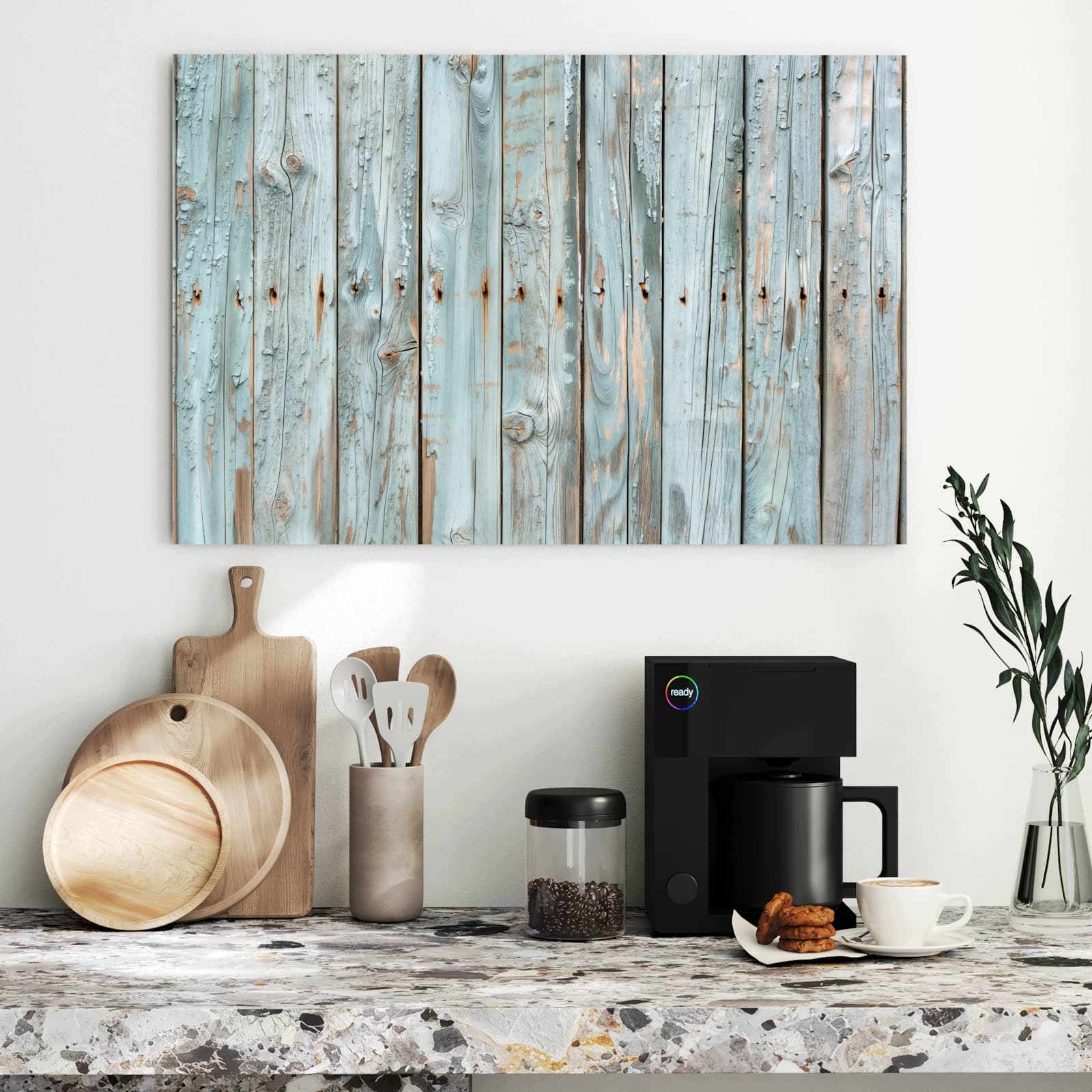 Magnetická tabule – obraz na zeď Světle modrá prkna | 90 × 60 cm