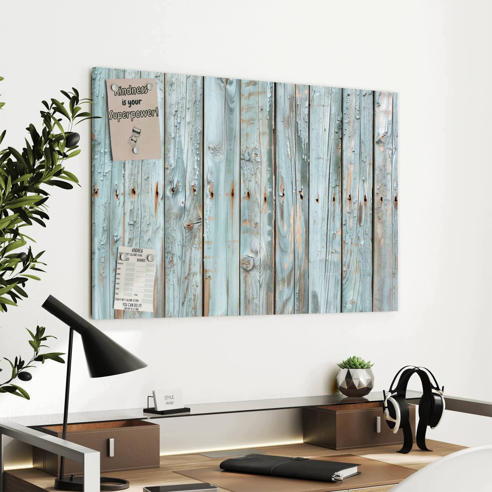 Magnetická tabule – obraz na zeď Světle modrá prkna | 90 × 60 cm