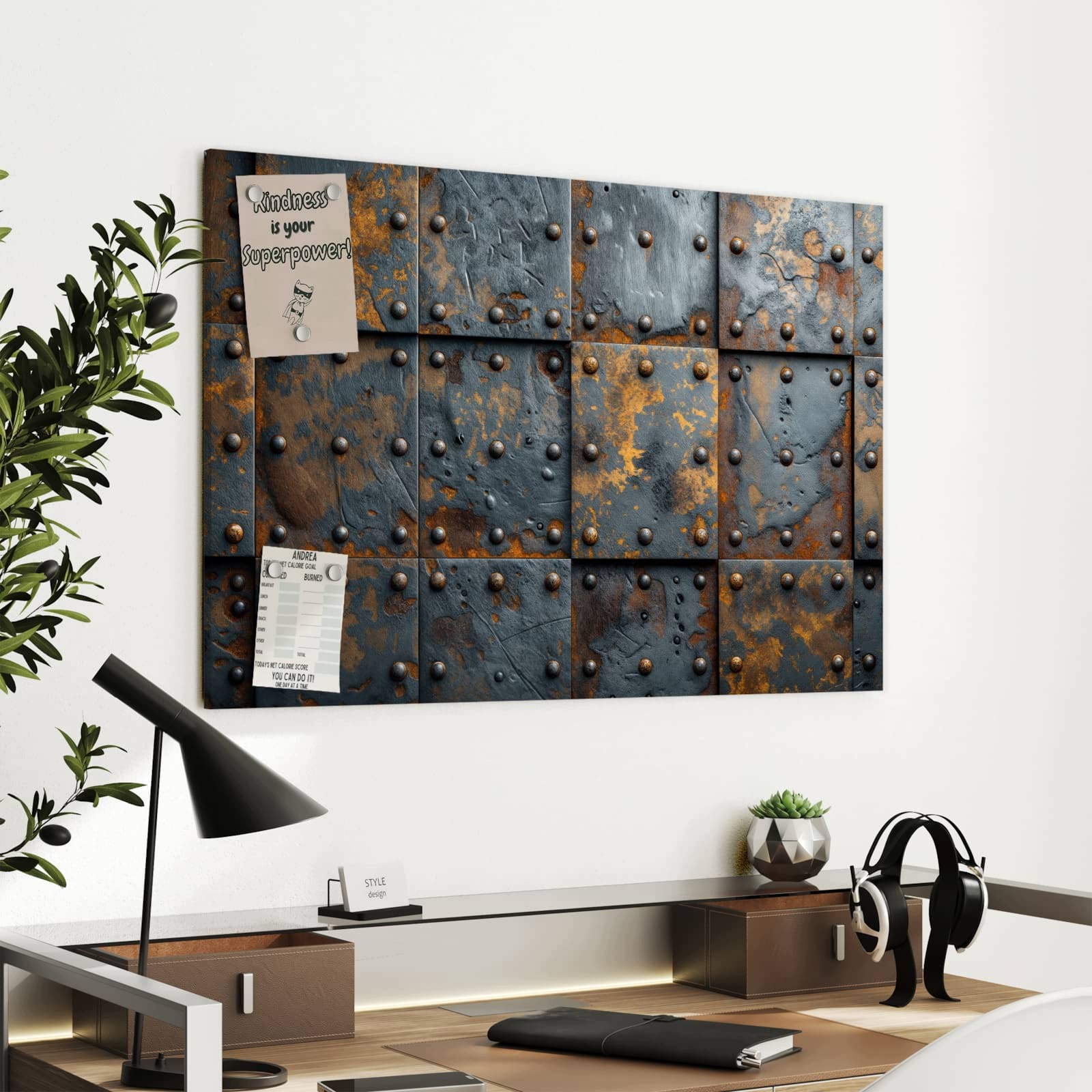 Magnetická tabule – obraz na zeď Vintage železné desky | 90 × 60 cm