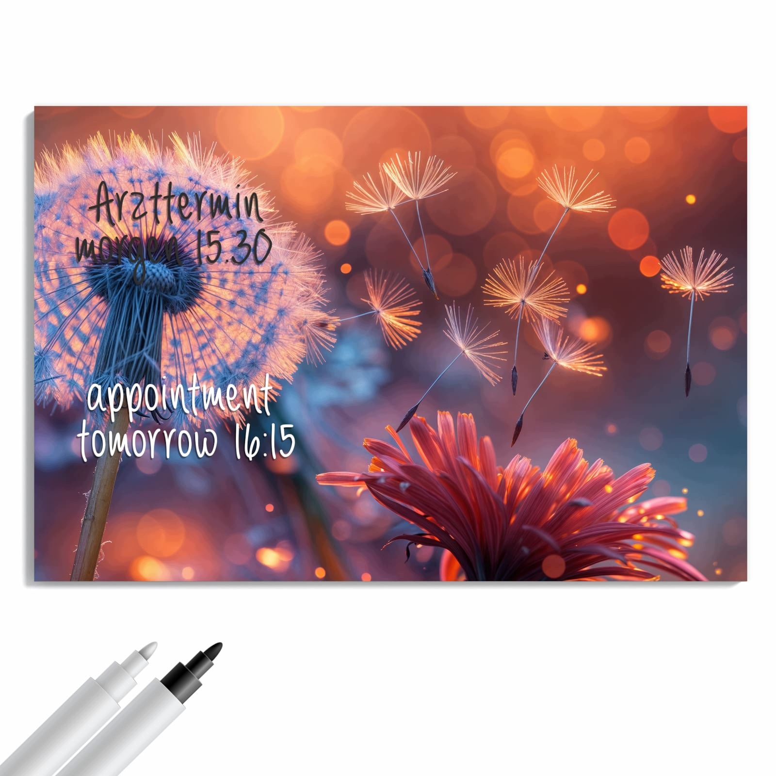 Magnetická tabule – obraz na zeď Zářící pampeliška | 90 × 60 cm
