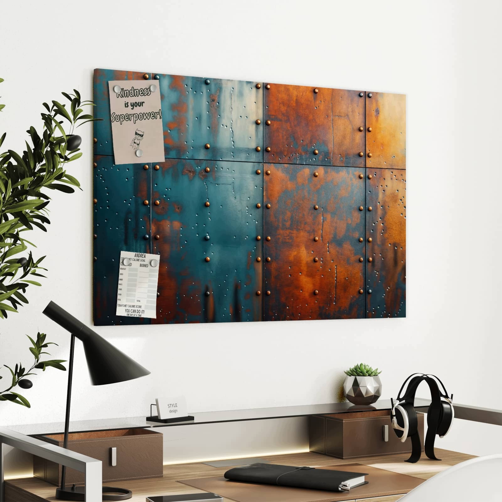 Magnetická tabule – obraz na zeď Industriální design | 90 × 60 cm